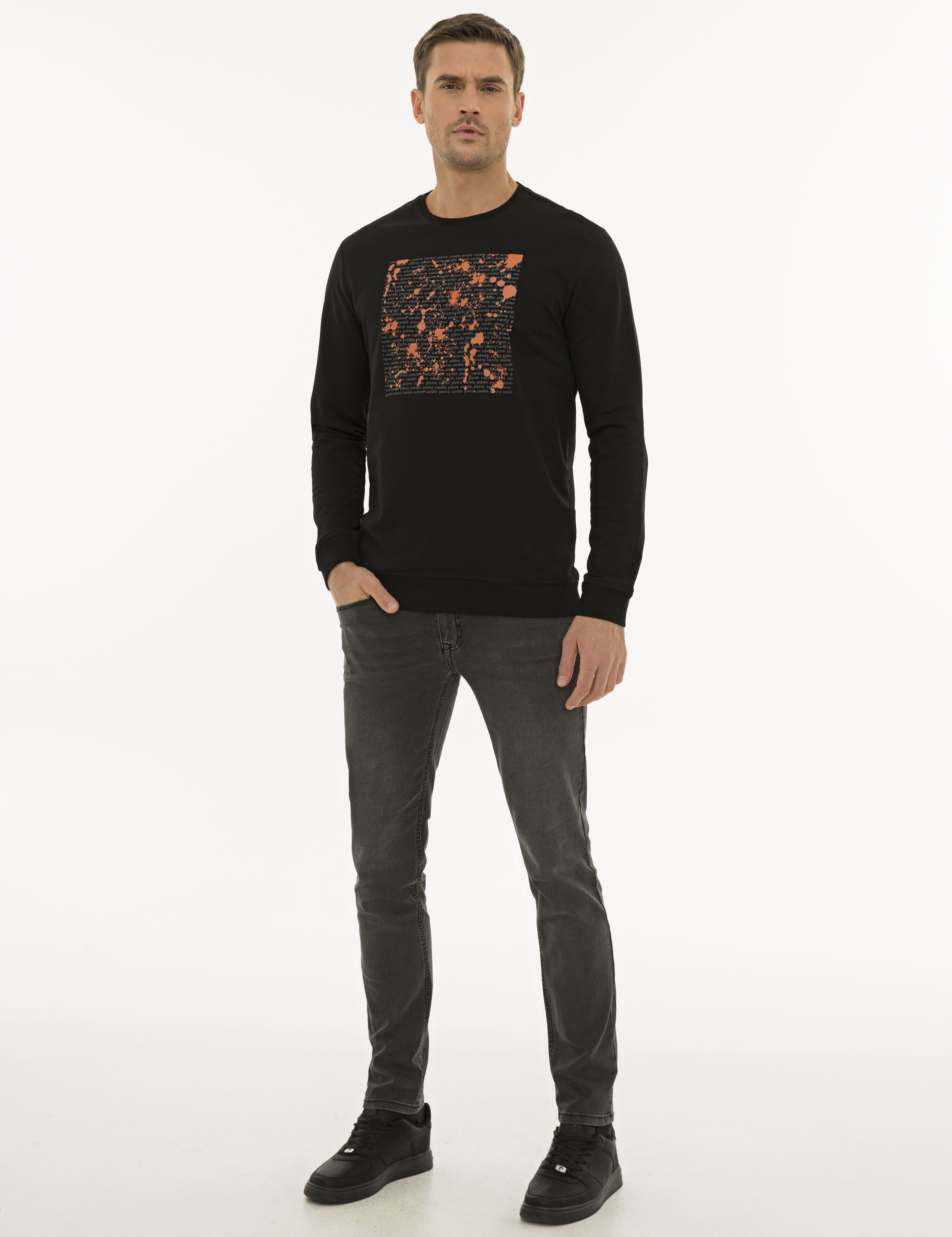 Siyah Standart Fit Sweatshirt - Image 5
