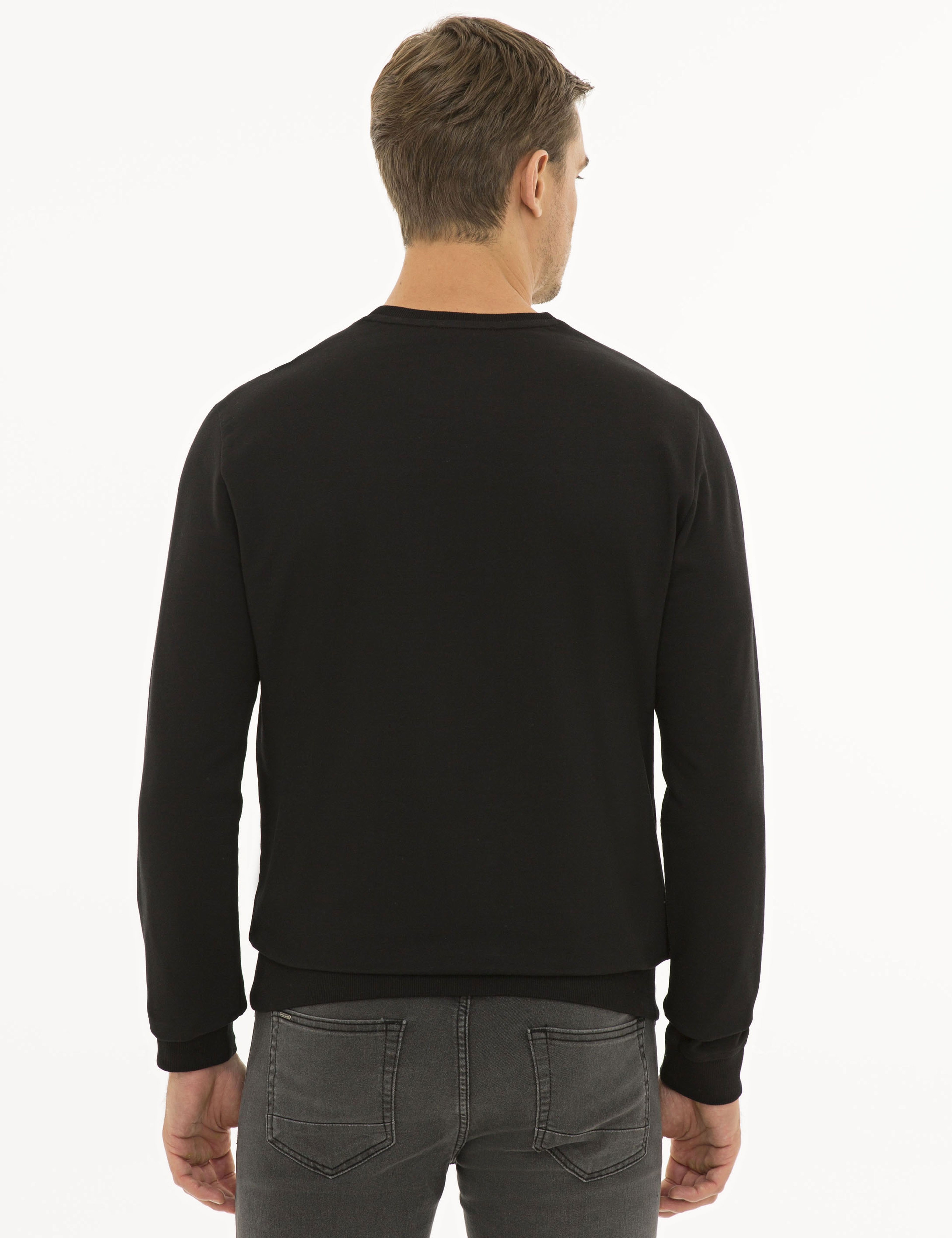 Siyah Standart Fit Sweatshirt - Image 4
