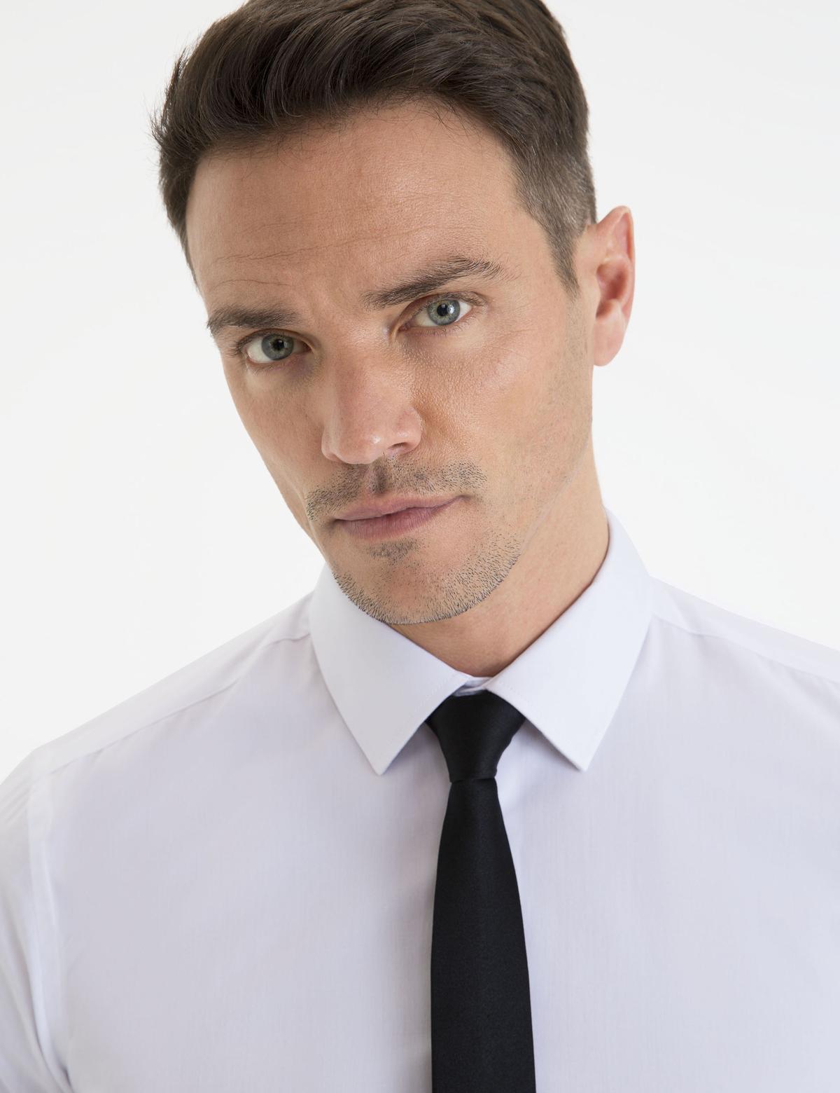 Beyaz Slim Fit Uzun Kollu Basic Gömlek - 50227788001