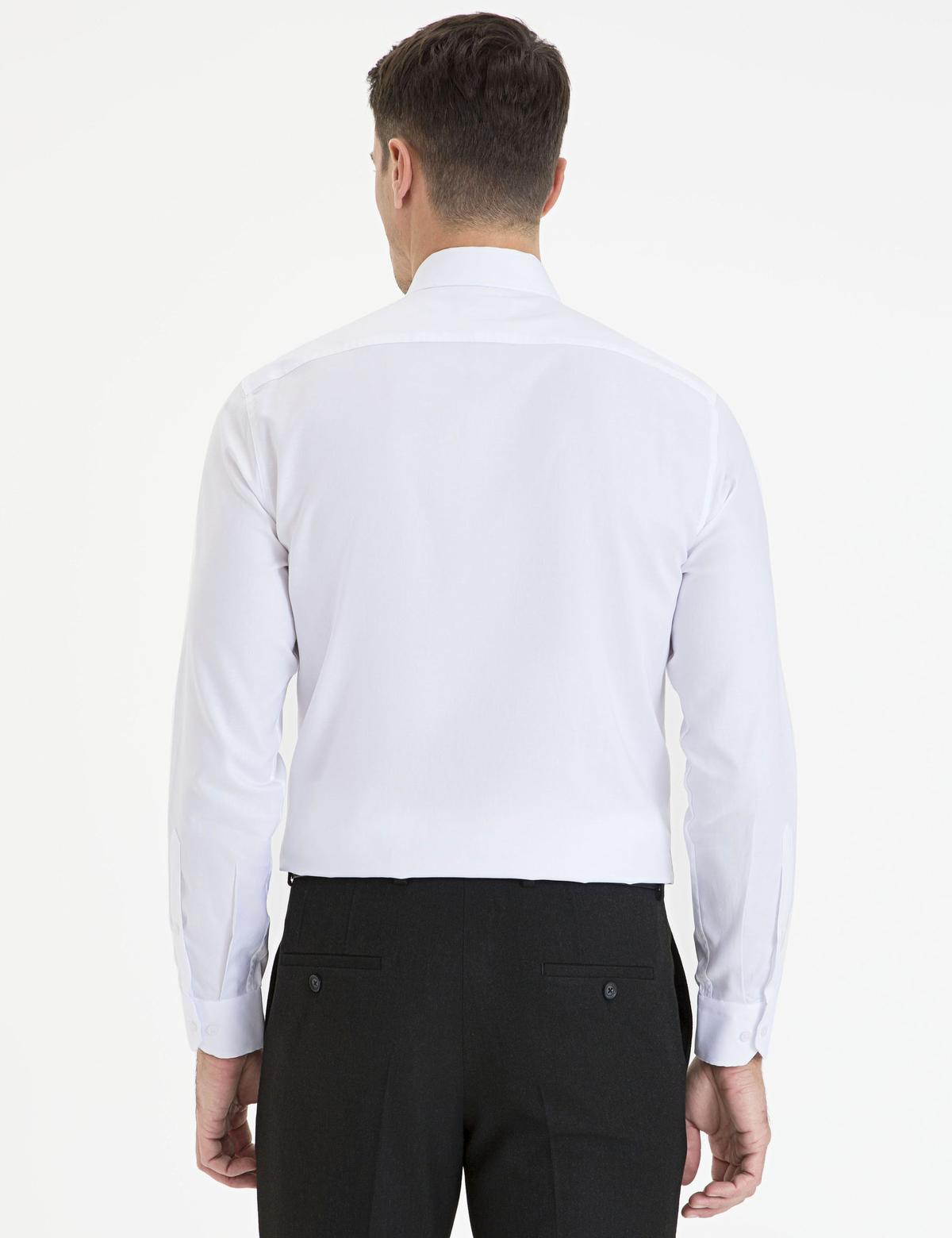 Beyaz Slim Fit Uzun Kollu Basic Gömlek - 50227788001