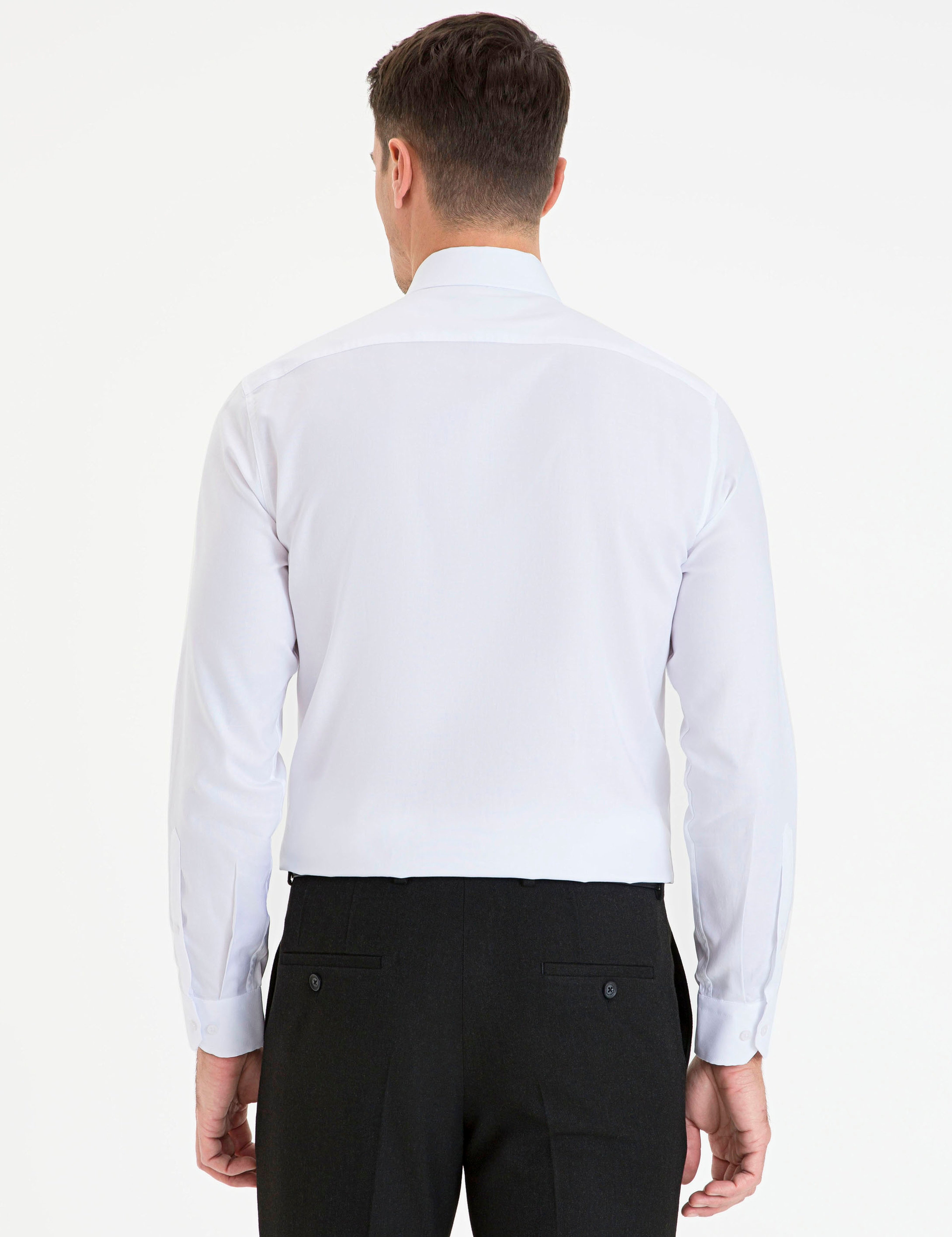 Beyaz Slim Fit Uzun Kollu Basic Gömlek - Image 3