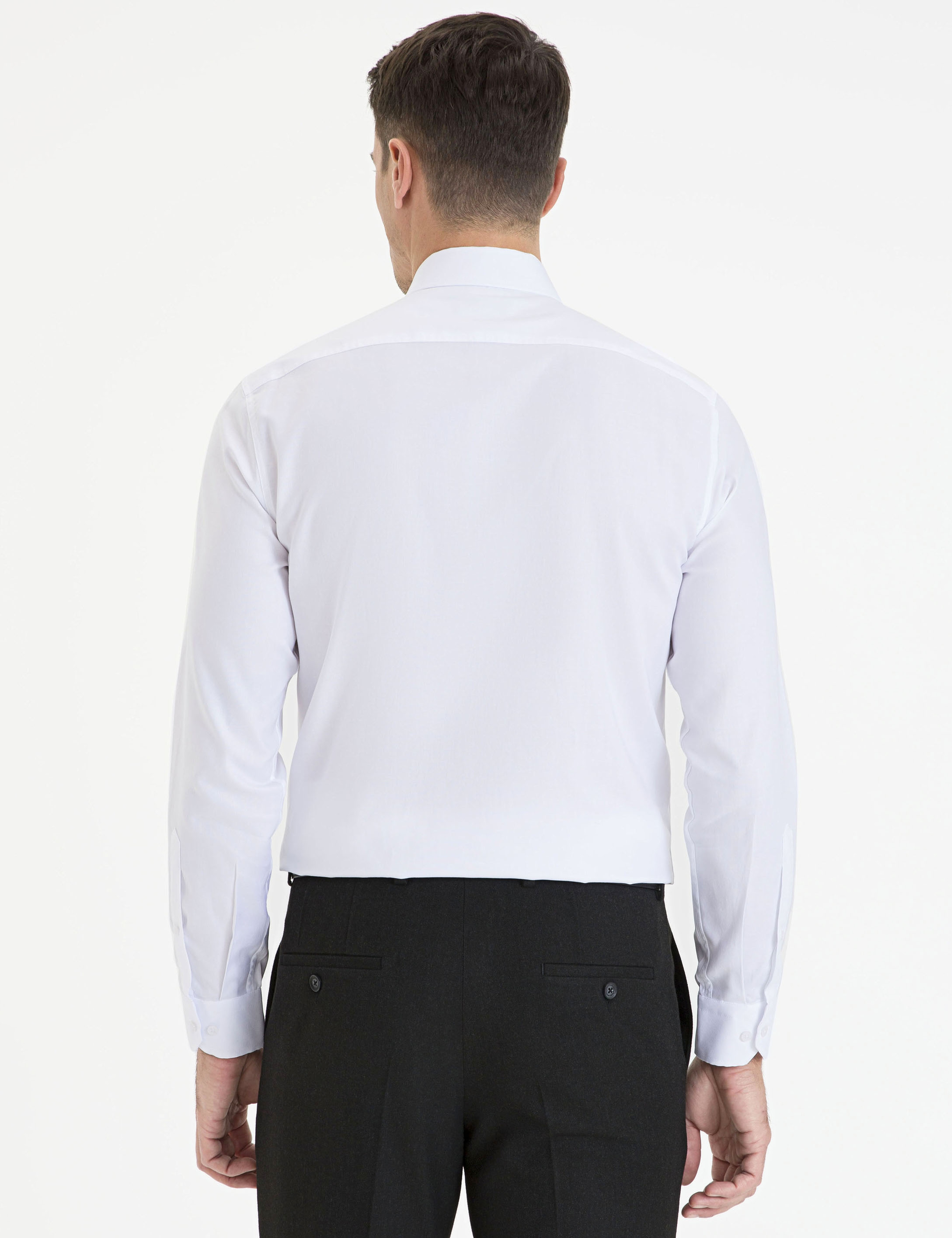 Beyaz Slim Fit Uzun Kollu Basic Gömlek