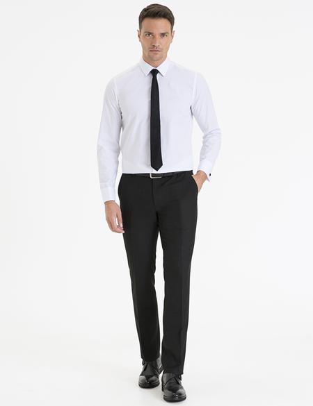 Beyaz Slim Fit Uzun Kollu Basic Gömlek - 50227788001