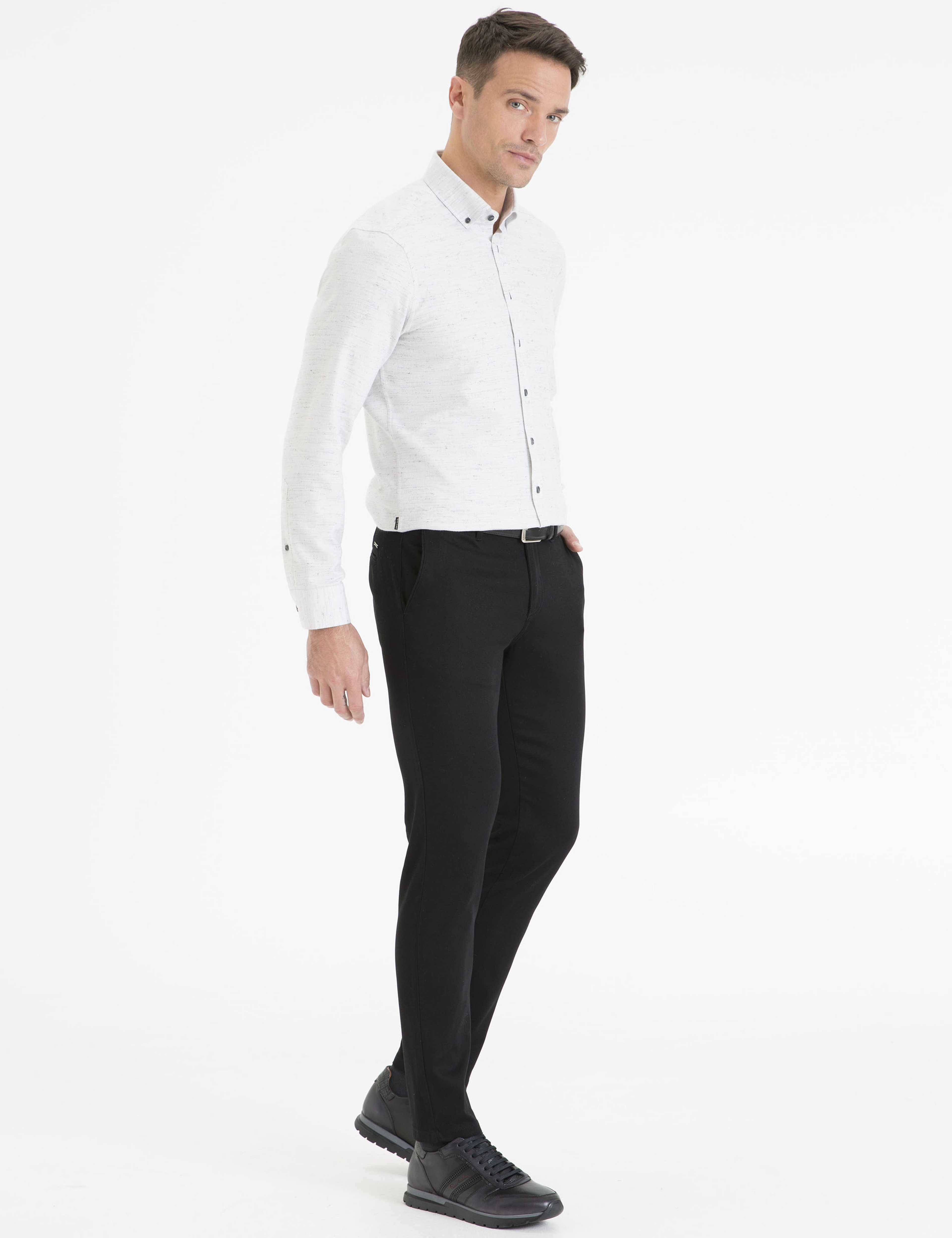 Siyah Slim Fit Chino Pantolon - Image 2