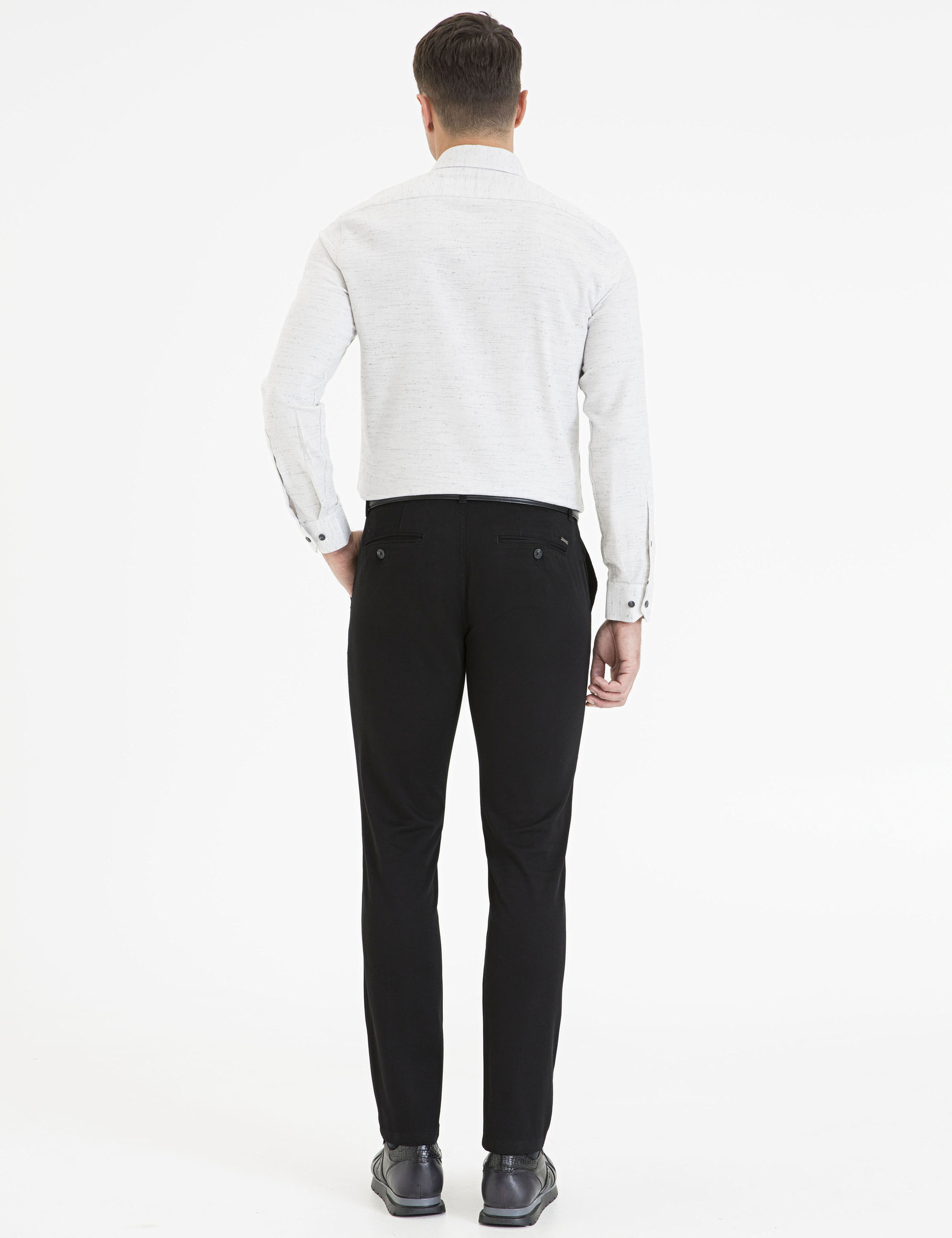 Siyah Slim Fit Chino Pantolon - Image 3