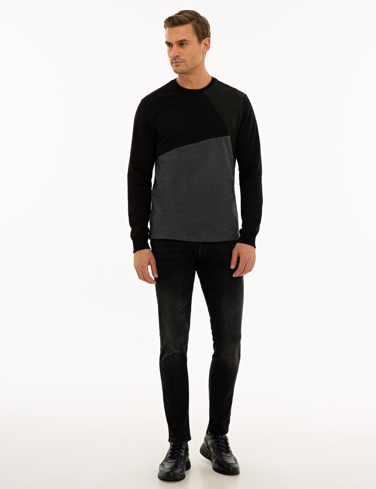 Siyah Regular Fit Sweatshirt - 50235437002