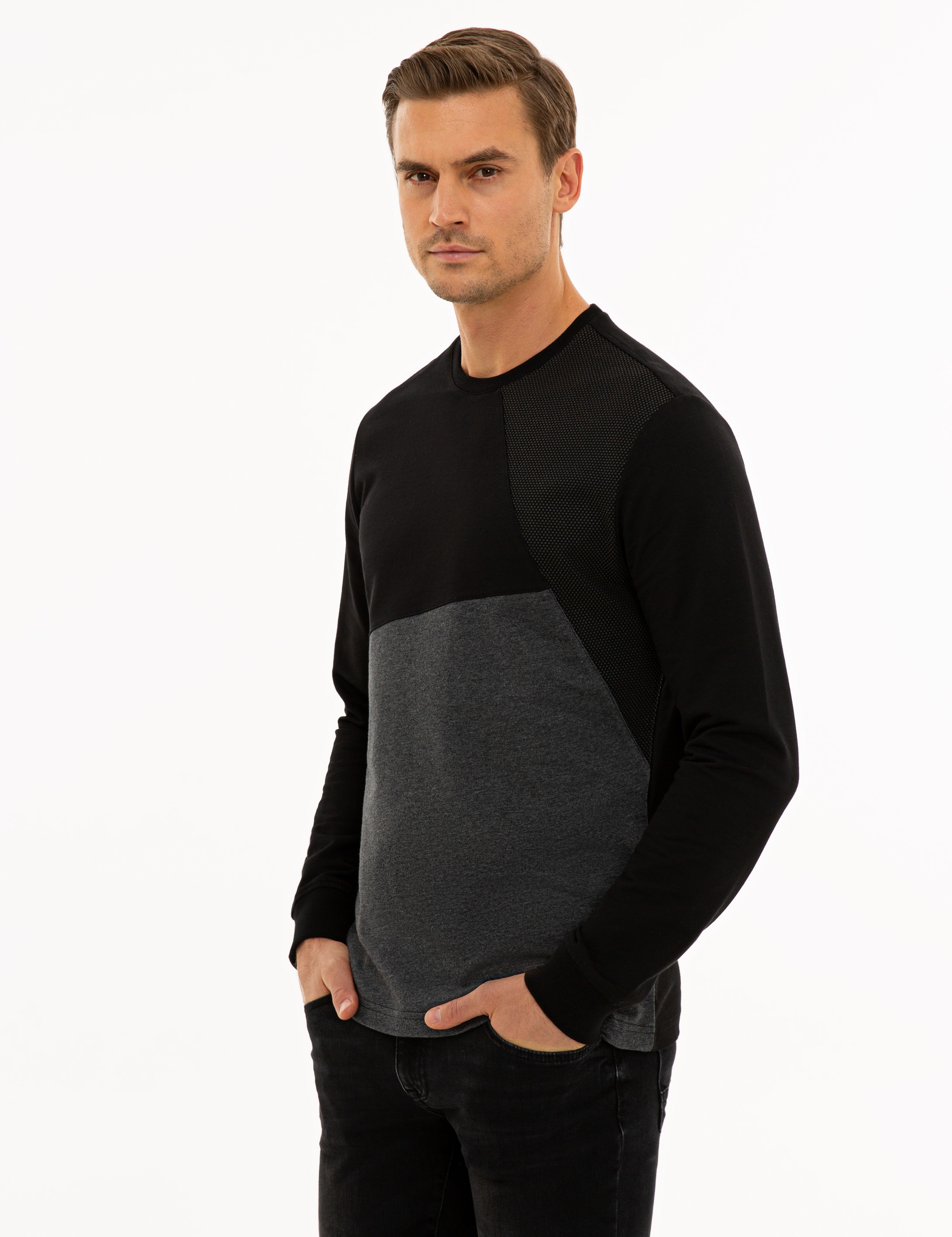 Siyah Regular Fit Sweatshirt - Image 3