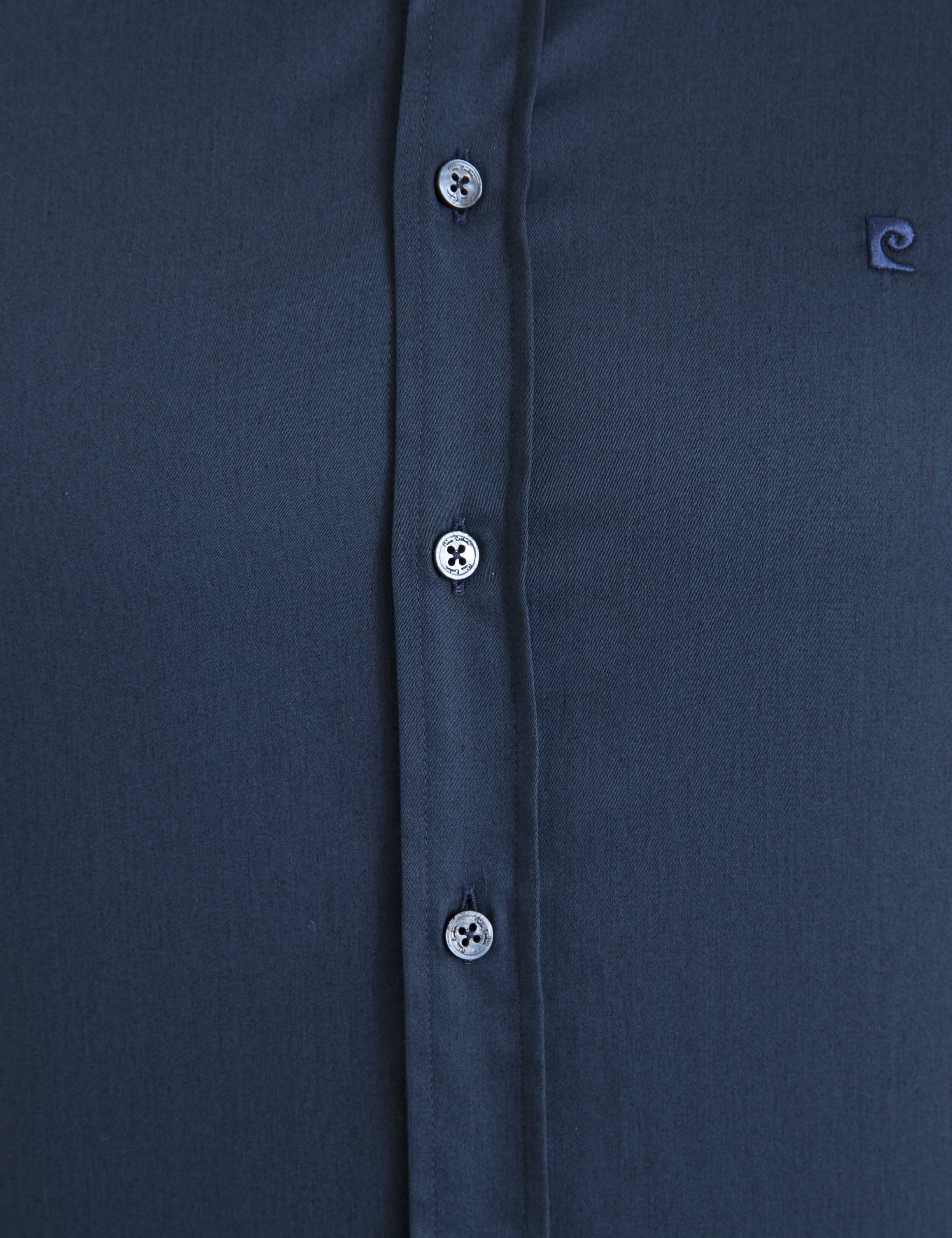 Lacivert Slim Fit Uzun Kollu Basic Gömlek - Image 6