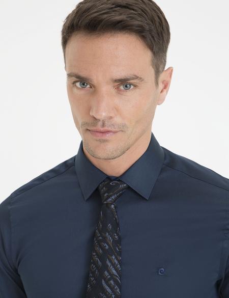 Lacivert Slim Fit Uzun Kollu Basic Gömlek - 50223100028