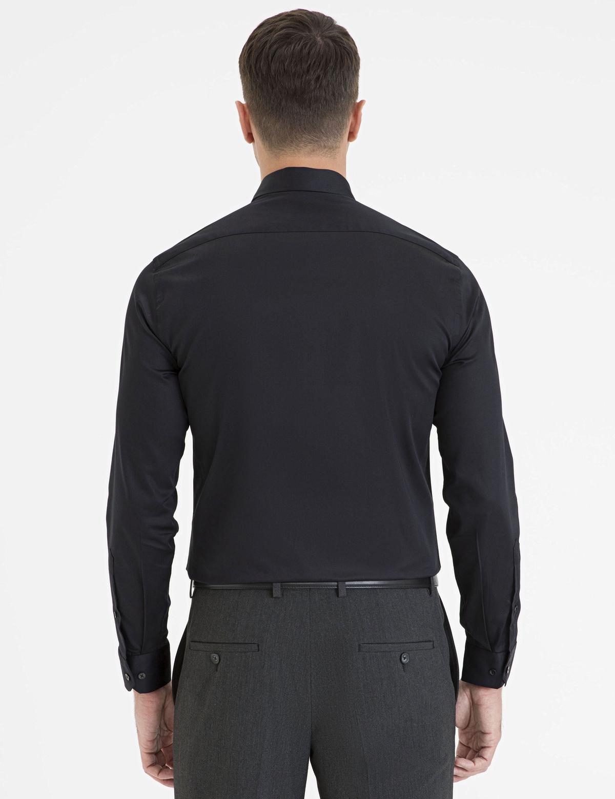 Siyah Slim Fit Uzun Kollu Basic Gömlek - 50223100014