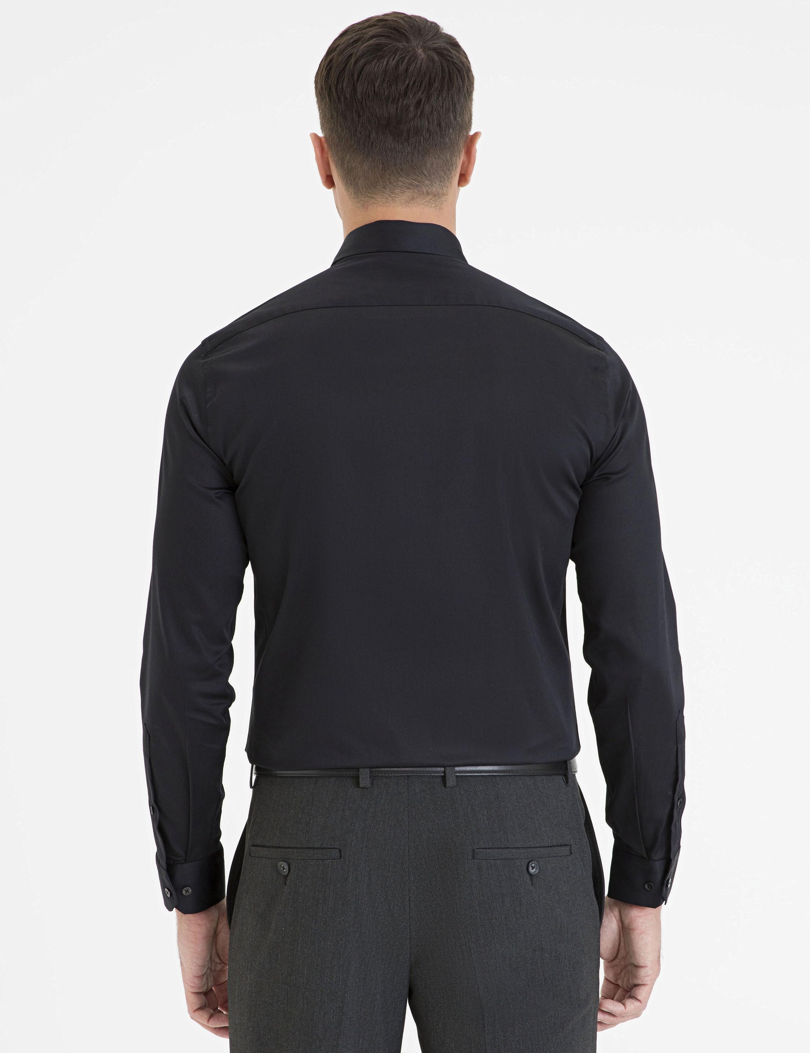 Siyah Slim Fit Uzun Kollu Basic Gömlek