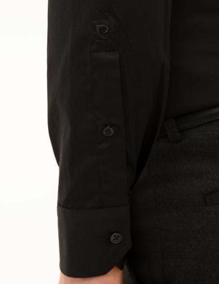 Siyah Slim Fit Uzun Kollu Gömlek - 50223124067