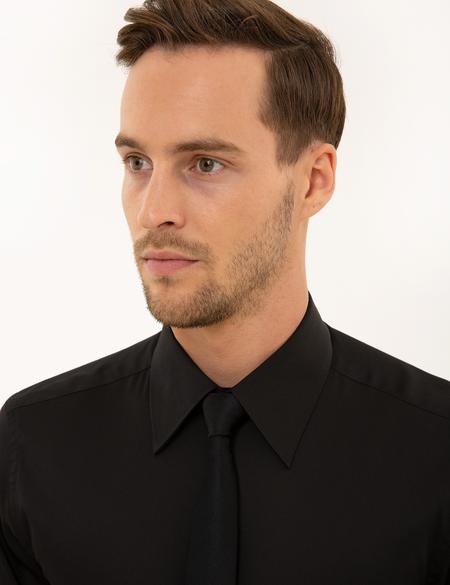 Siyah Slim Fit Uzun Kollu Gömlek - 50223124067