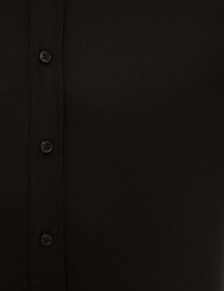 Siyah Slim Fit Uzun Kollu Gömlek - 50223124067