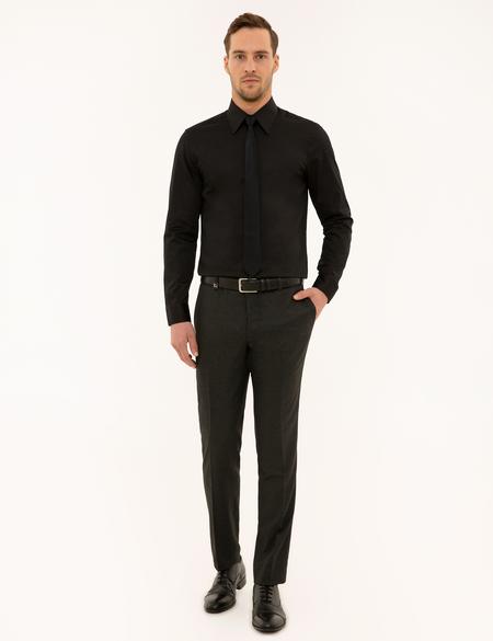 Siyah Slim Fit Uzun Kollu Gömlek - 50223124067