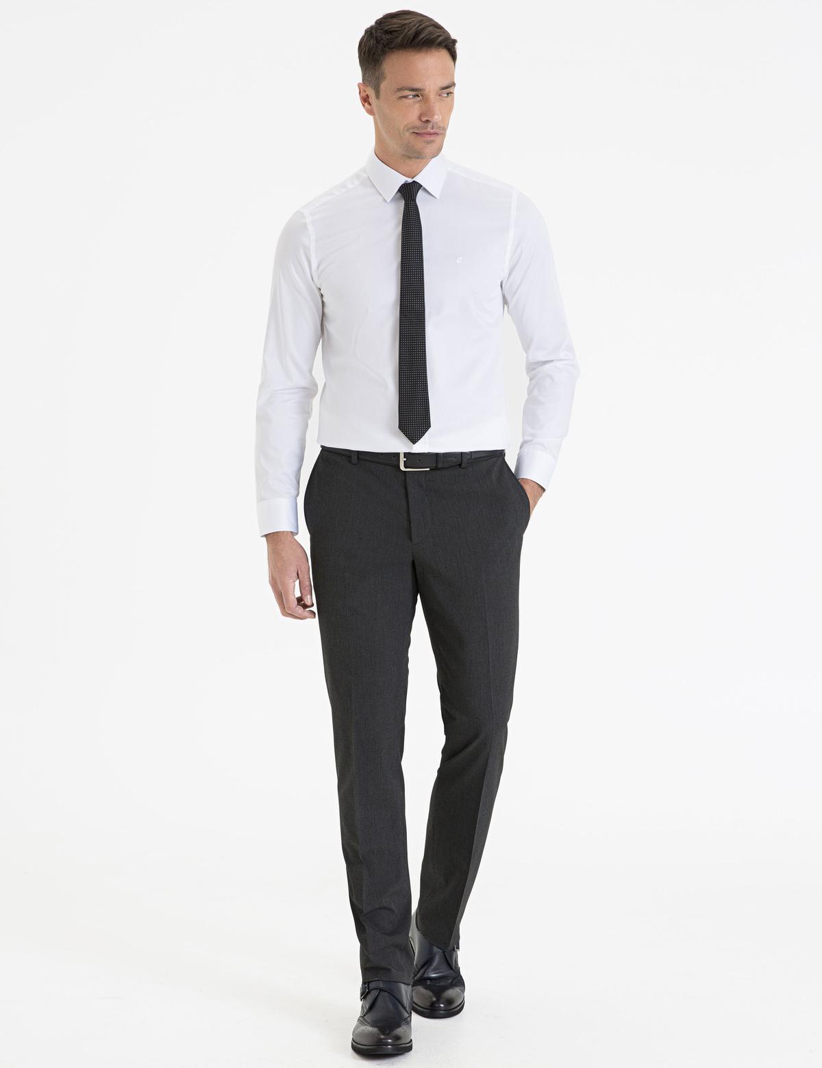 Beyaz Slim Fit Uzun Kollu Basic Gömlek - 50223100019