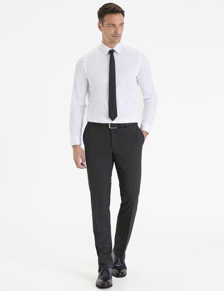 Beyaz Slim Fit Uzun Kollu Basic Gömlek - 50223100019