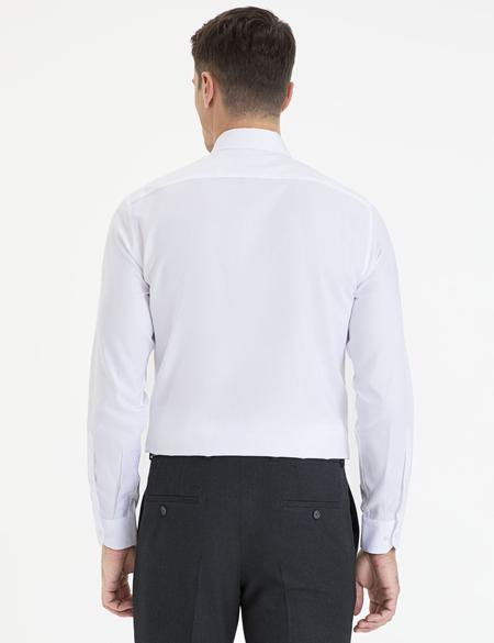 Beyaz Slim Fit Uzun Kollu Basic Gömlek - 50223100019