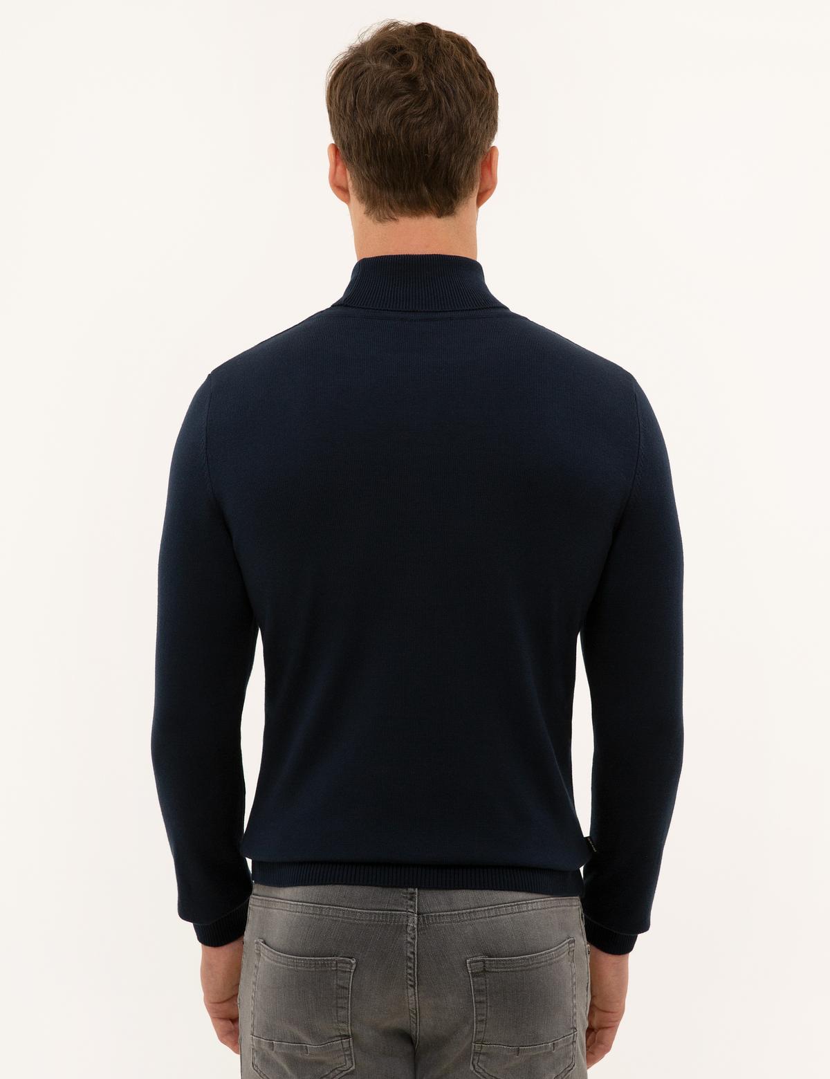 Lacivert Slim Fit Balıkçı Yaka Basic Triko Kazak - 50227090014