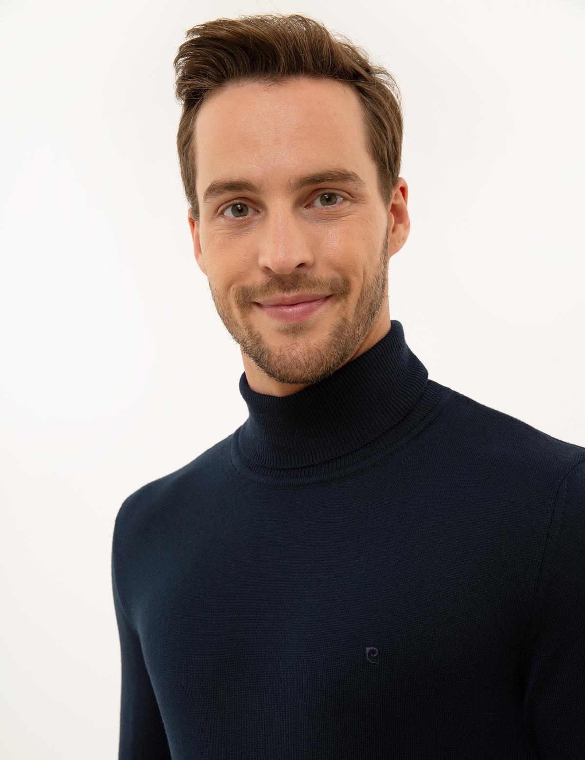 Lacivert Slim Fit Balıkçı Yaka Basic Triko Kazak - 50227090014