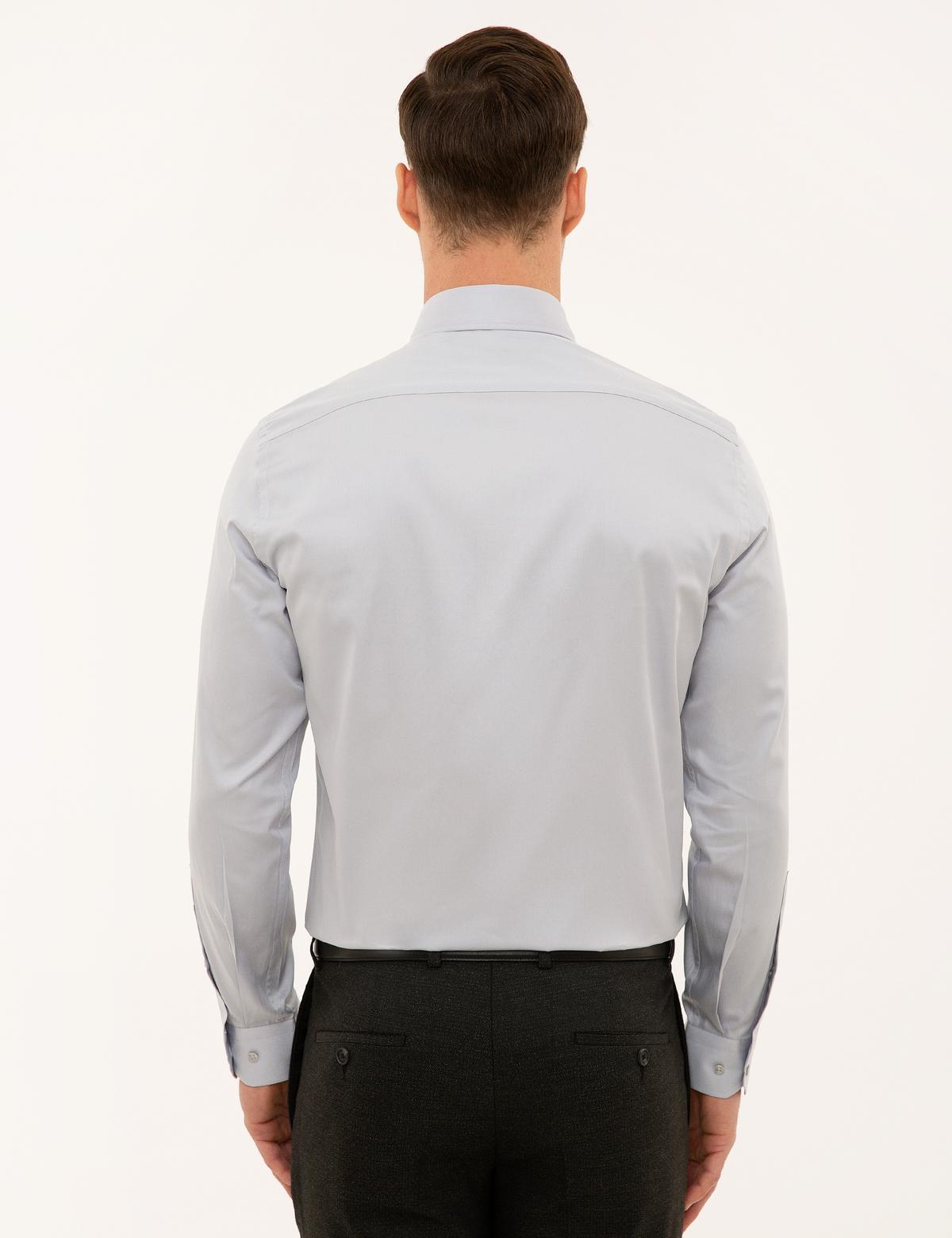 Gri Slim Fit Uzun Kollu Gömlek - 50223124049