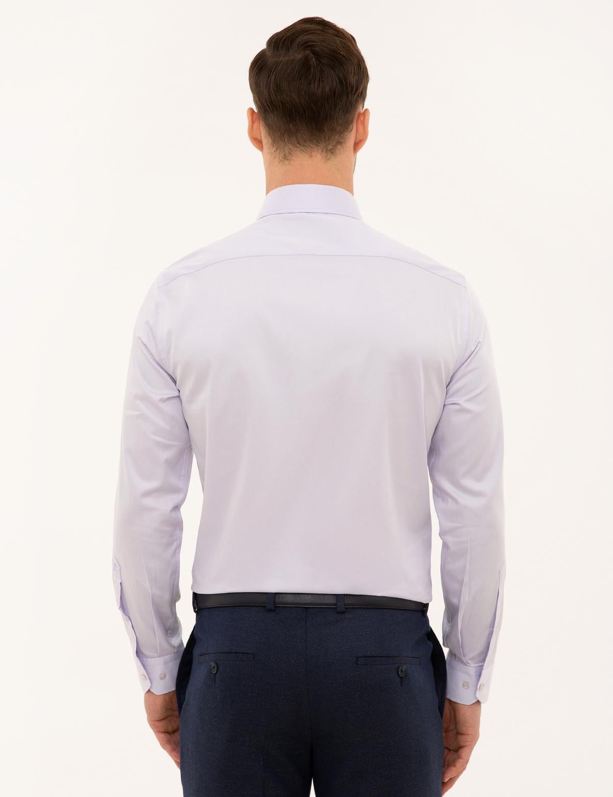 Lila Slim Fit Uzun Kollu Gömlek - 50223124058