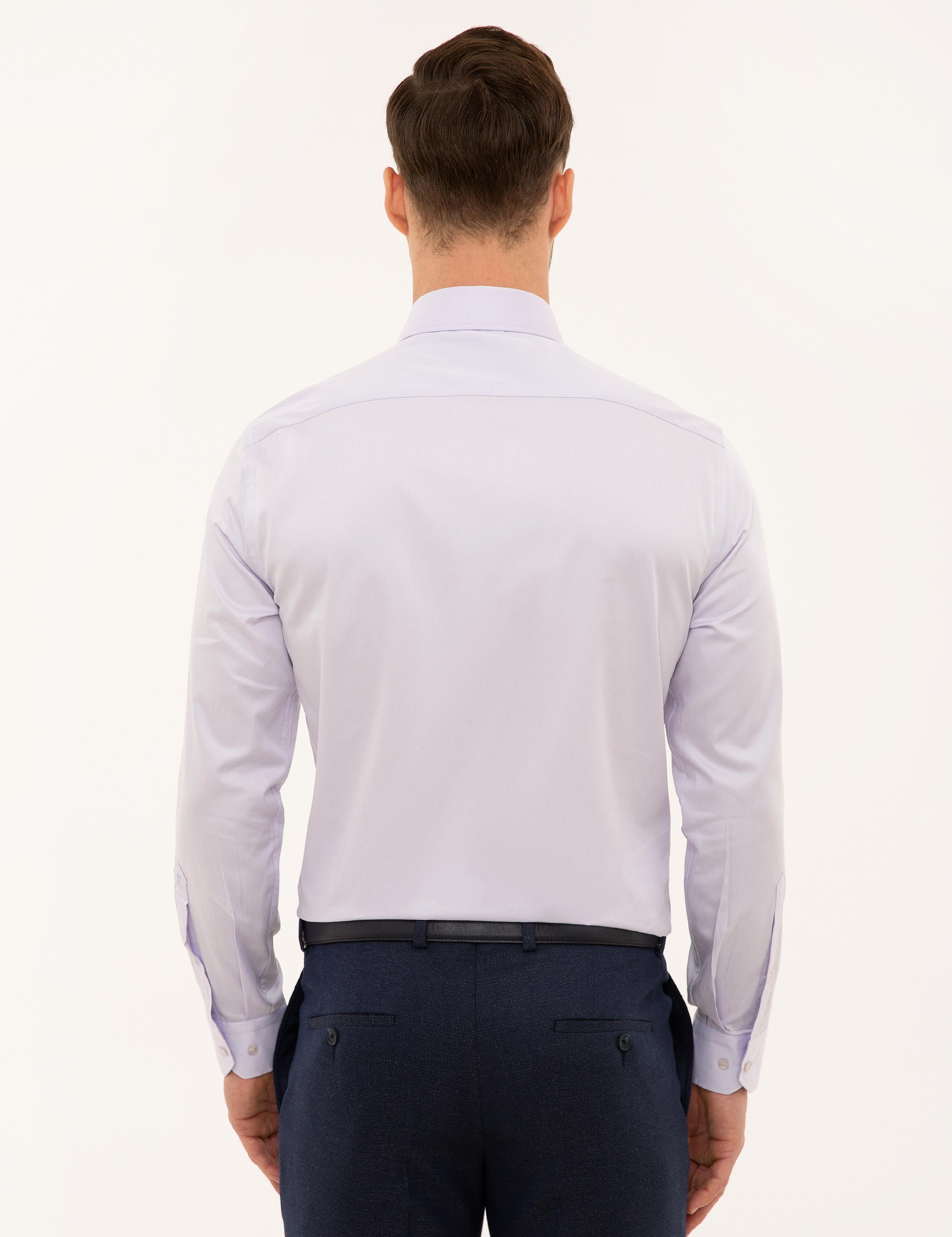 Lila Slim Fit Uzun Kollu Gömlek