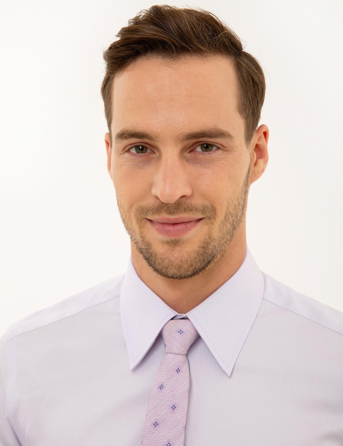 Lila Slim Fit Uzun Kollu Gömlek - 50223124058