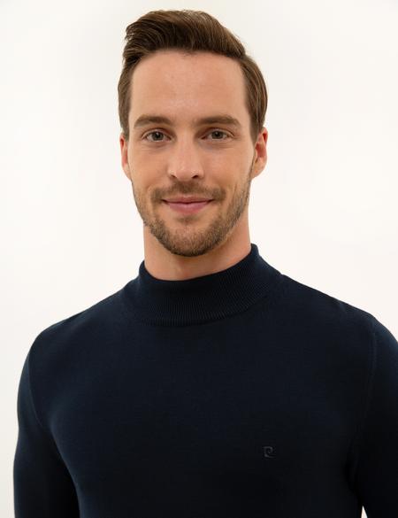 Lacivert Slim Fit Yarım Balıkçı Yaka Basic Triko Kazak - 50227091013