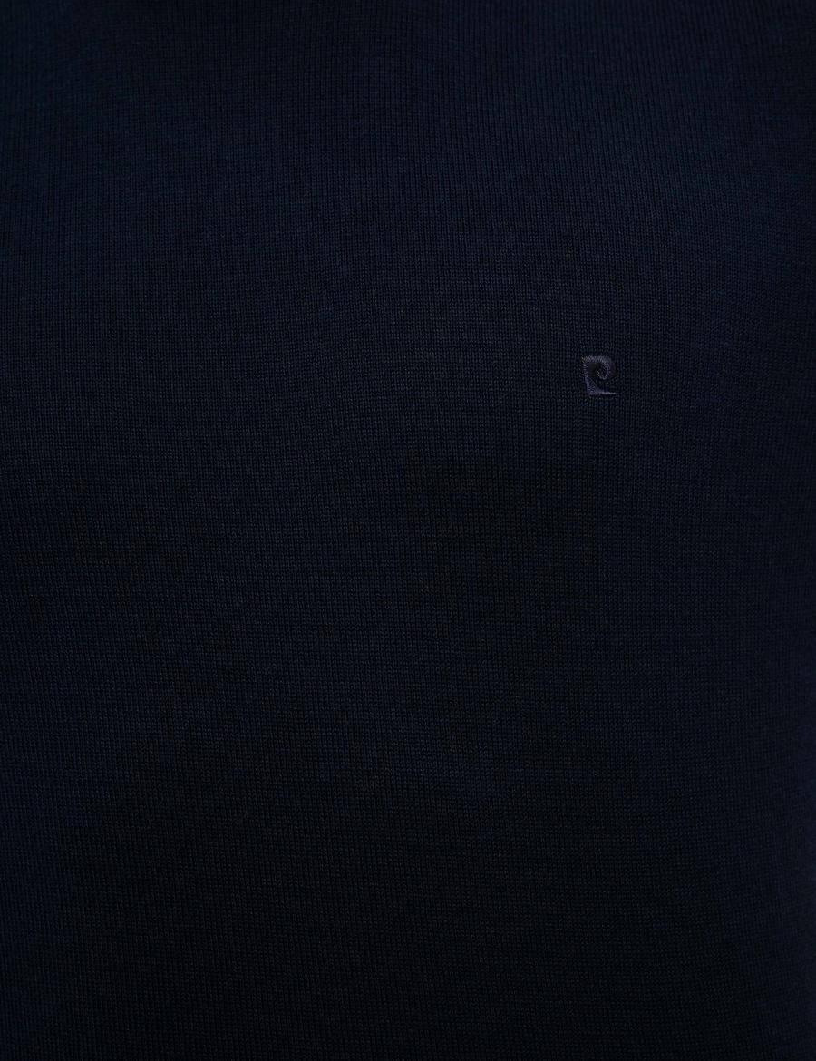 Lacivert Slim Fit Yarım Balıkçı Yaka Basic Triko Kazak