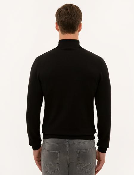 Siyah Slim Fit Balıkçı Yaka Basic Triko Kazak - 50227090004