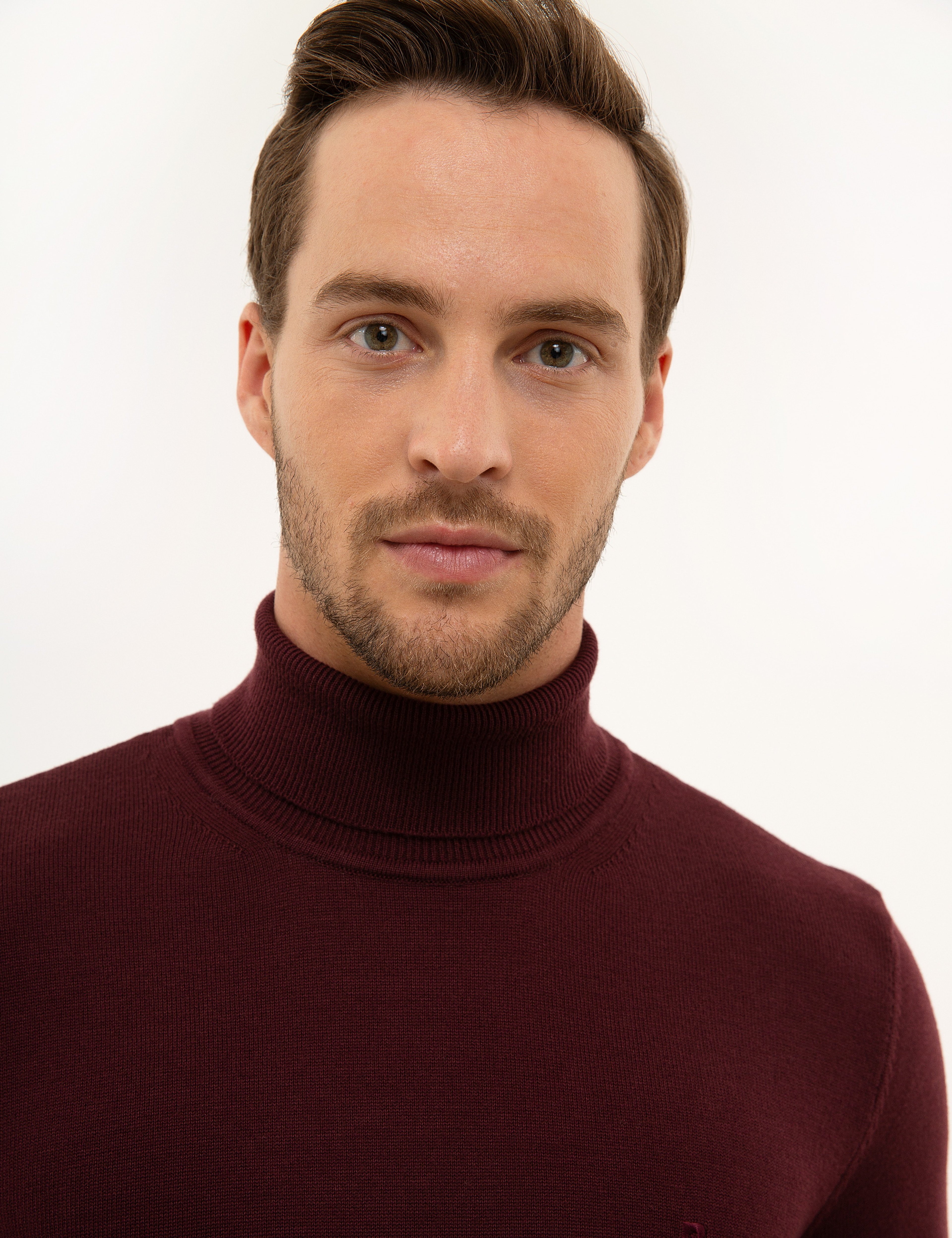 Bordo Slim Fit Balıkçı Yaka Basic Triko Kazak - Image 2