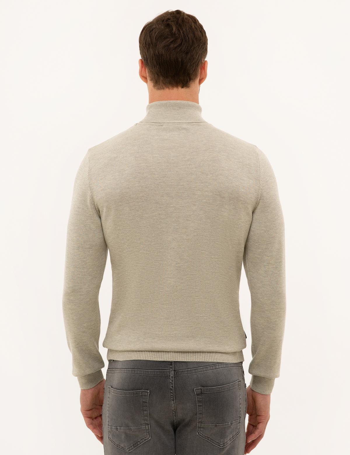 Kum Melanj Slim Fit Balıkçı Yaka Basic Triko Kazak - 50227090198