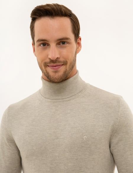 Kum Melanj Slim Fit Balıkçı Yaka Basic Triko Kazak - 50227090198