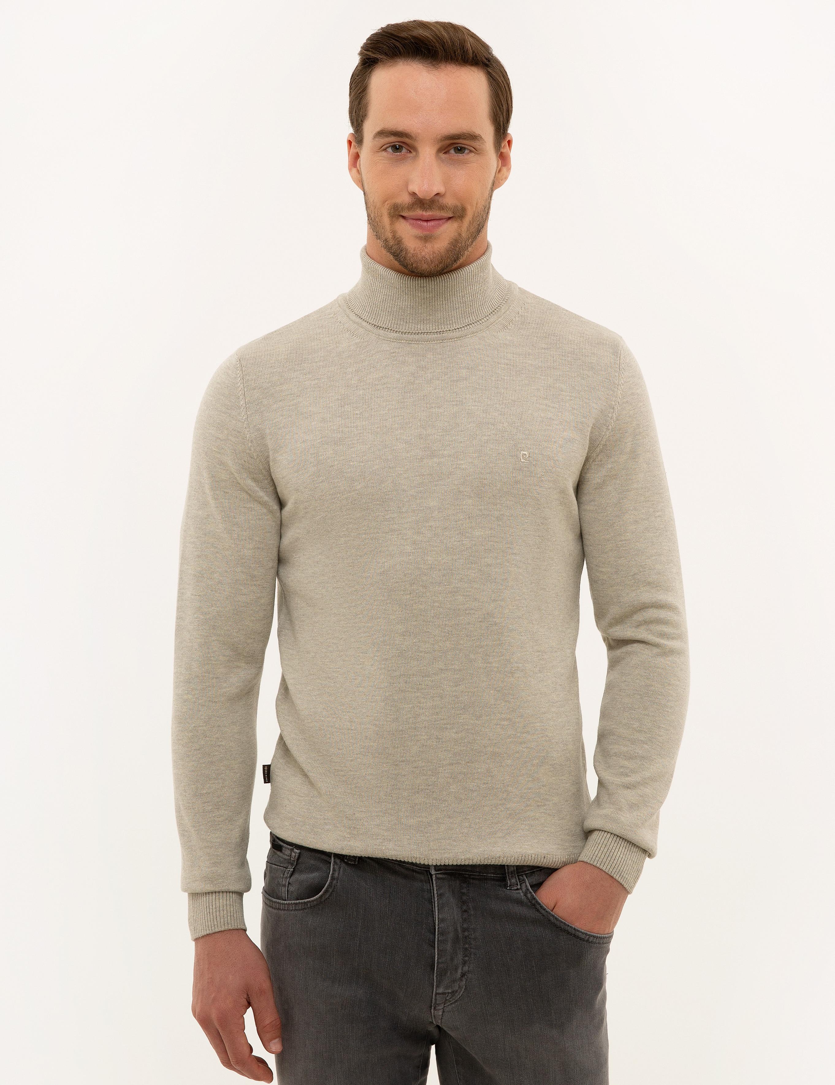 Kum Melanj Slim Fit Balıkçı Yaka Basic Triko Kazak