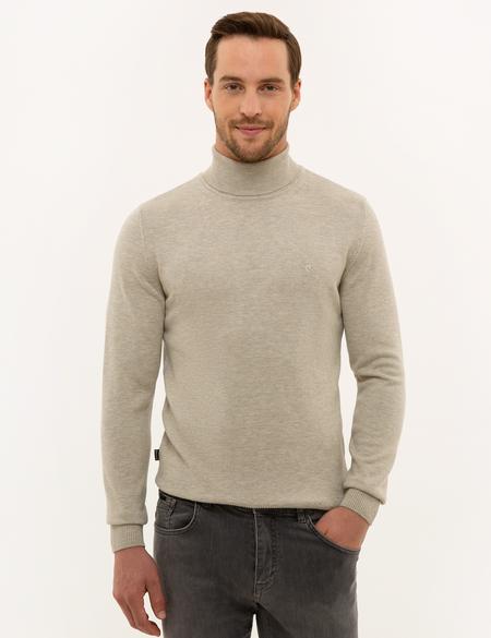 Kum Melanj Slim Fit Balıkçı Yaka Basic Triko Kazak - 50227090198