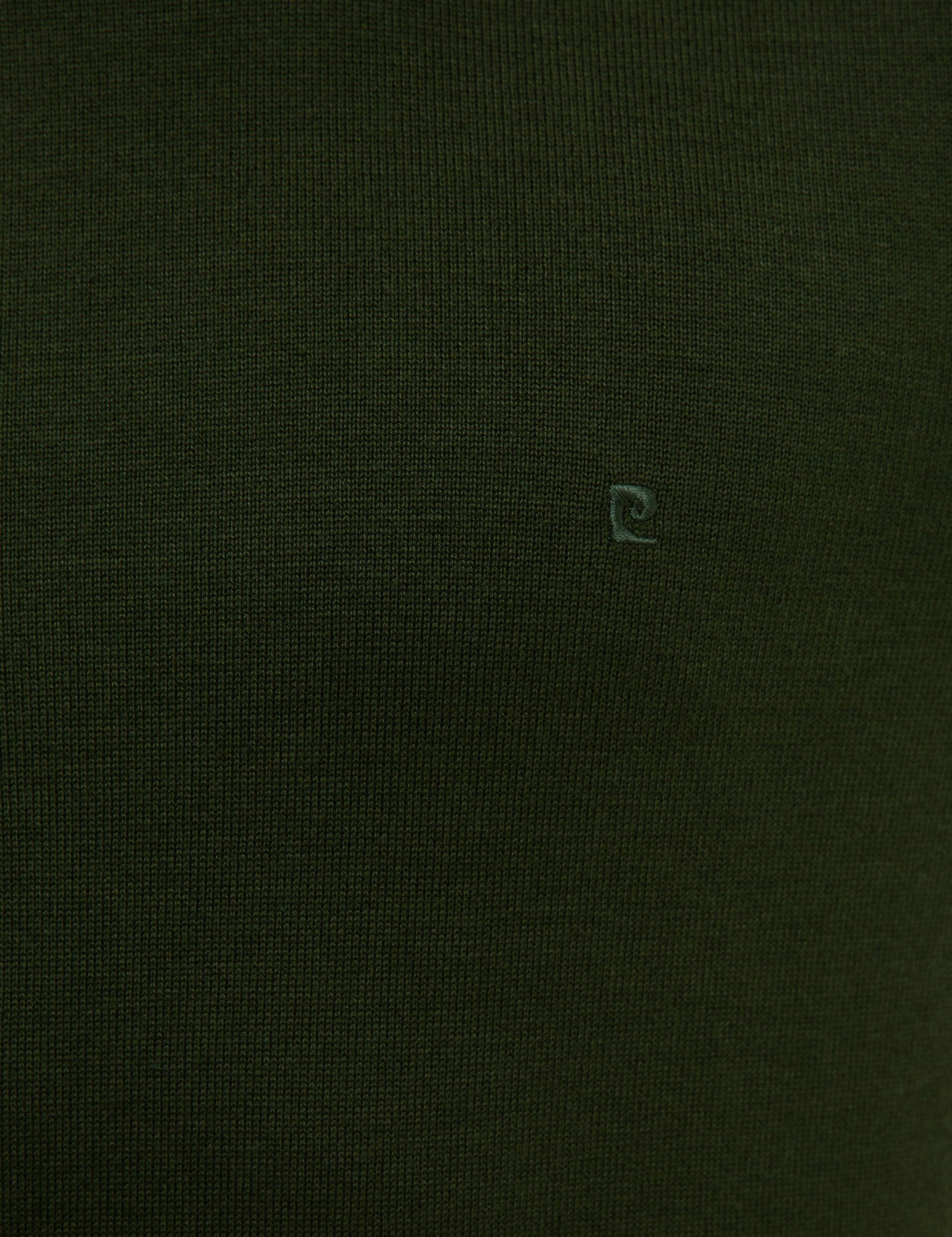 Koyu Yeşil Slim Fit Yarım Balıkçı Yaka Triko Kazak