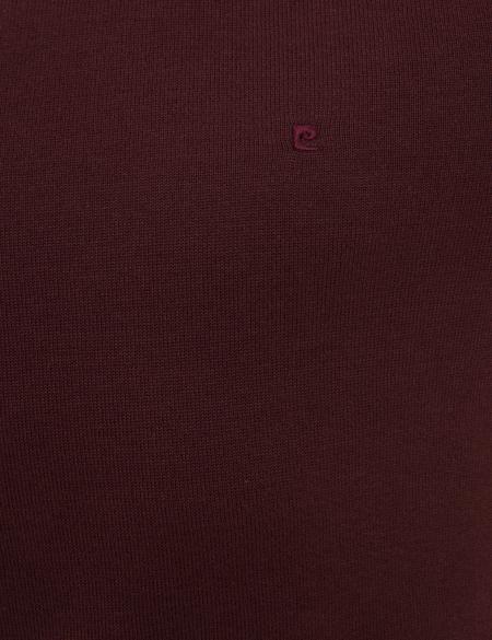 Bordo Slim Fit Yarım Balıkçı Yaka Basic Triko Kazak - 50227091029