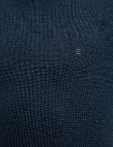 İndigo Mavi Melanj Slim Fit Yarım Balıkçı Yaka Basic Triko Kazak - 50227091151