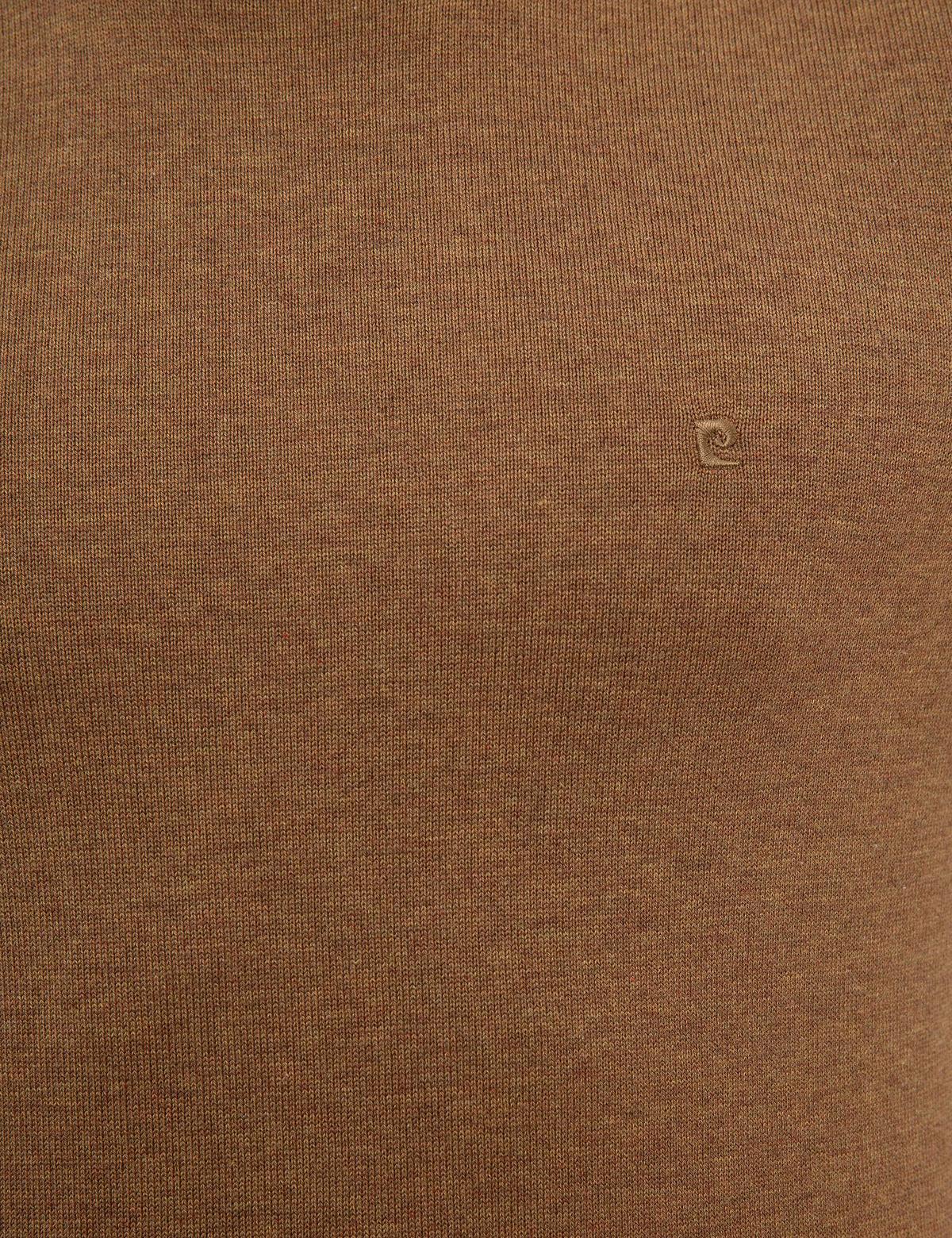 Camel Melanj Slim Fit Yarım Balıkçı Yaka Triko Kazak - 50227091149