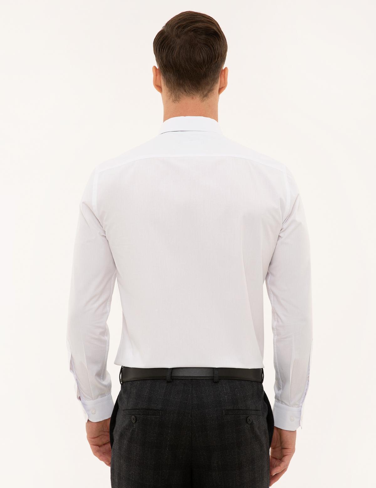 Beyaz Slim Fit Uzun Kollu Basic Gömlek - 50227784019