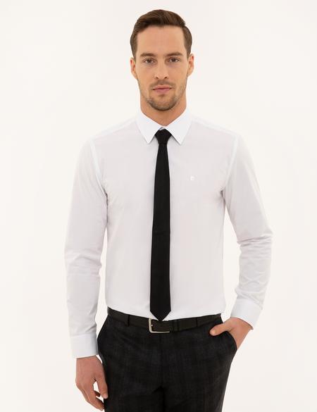Beyaz Slim Fit Uzun Kollu Basic Gömlek - 50227784019