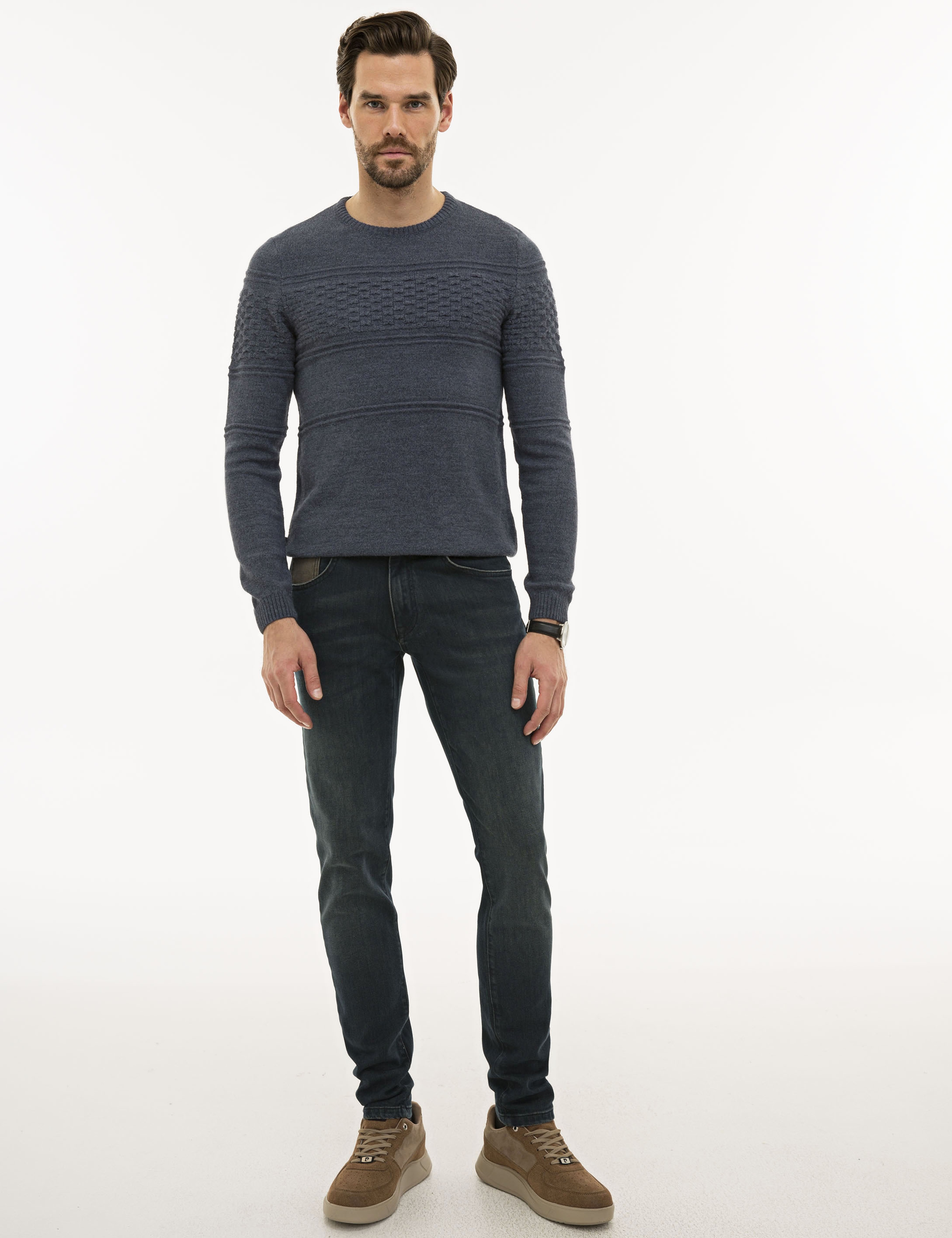 Mavi Slim Fit Bisiklet Yaka Triko Kazak - Image 5