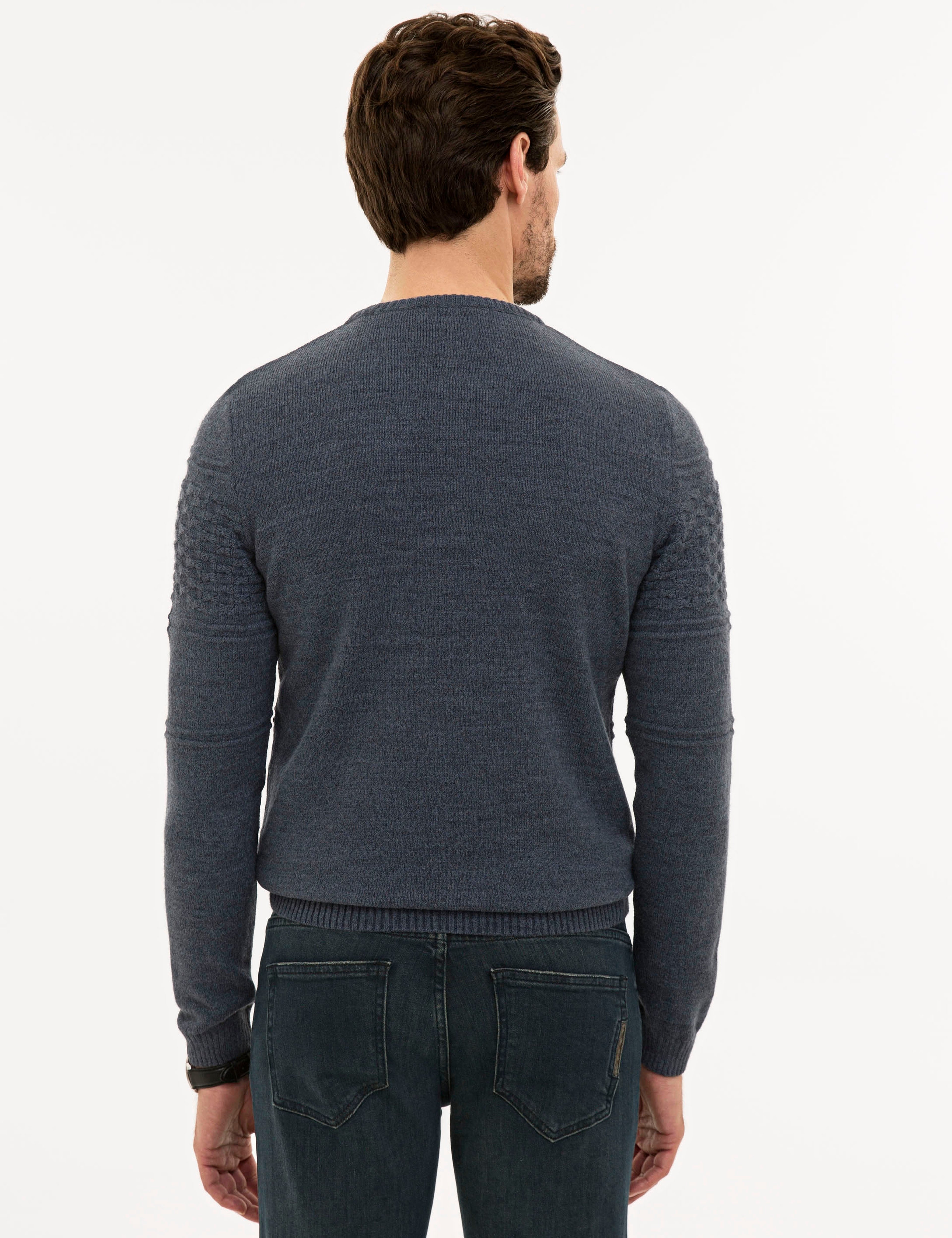 Mavi Slim Fit Bisiklet Yaka Triko Kazak