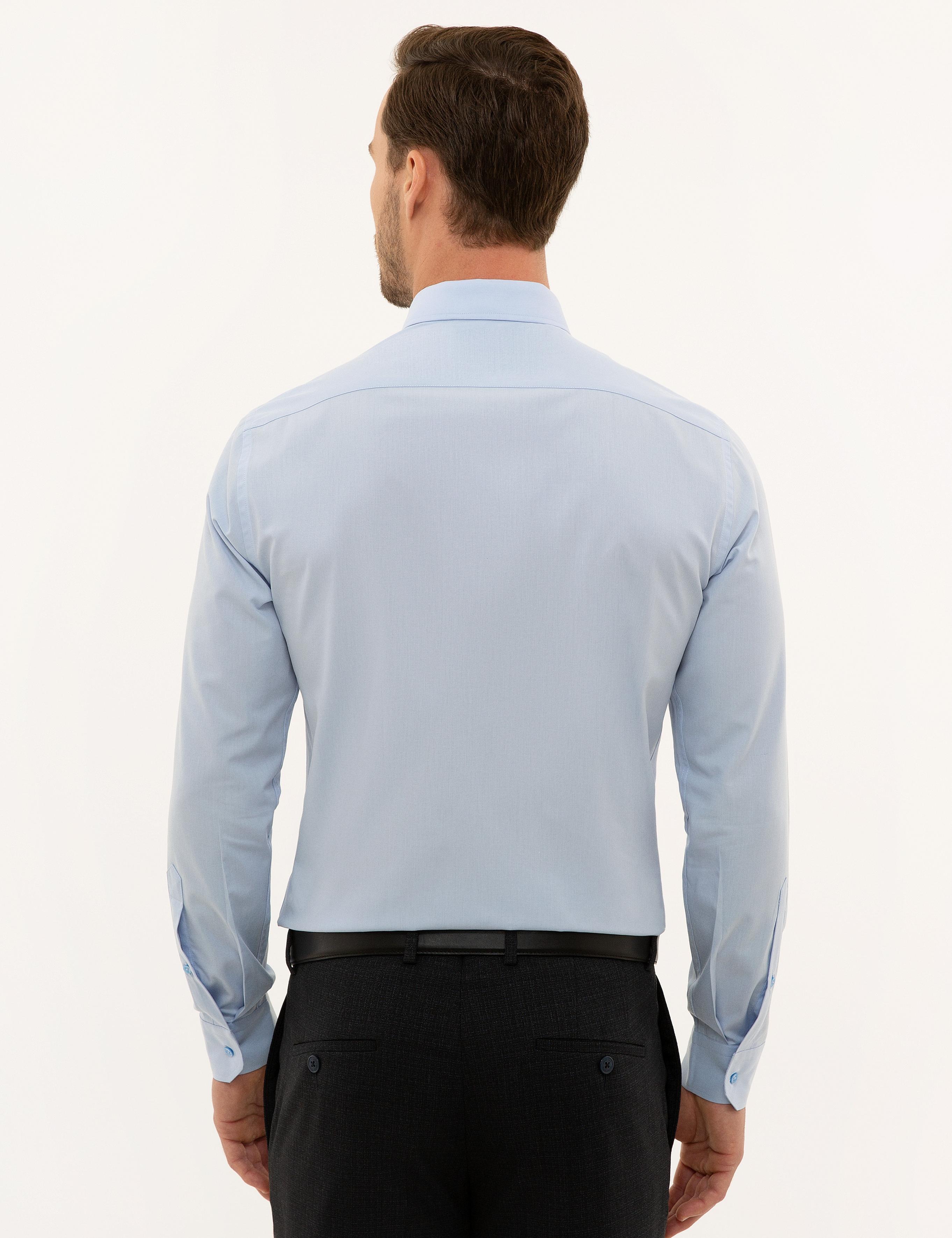 Koyu Mavi Slim Fit Uzun Kollu Klasik Gömlek