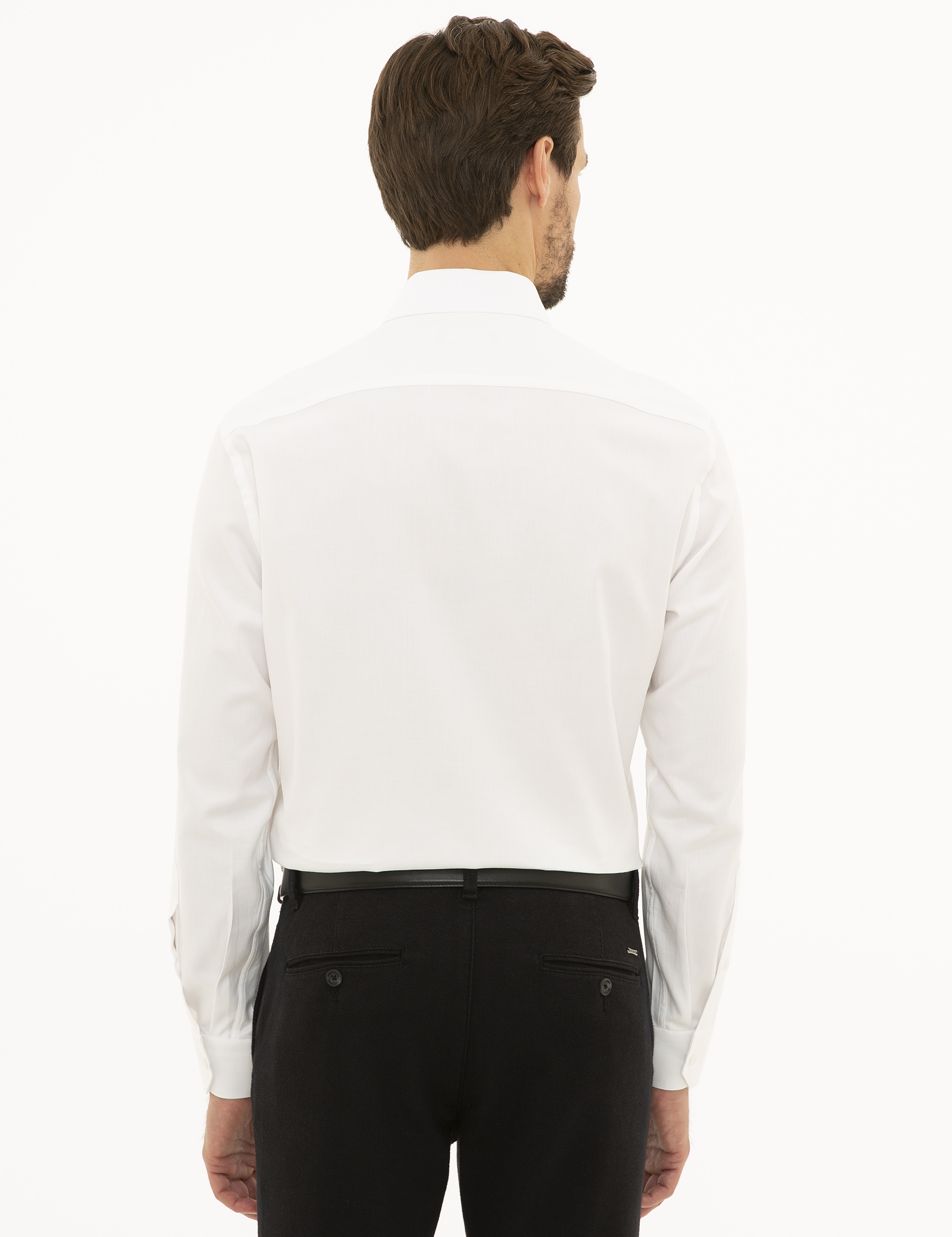 Beyaz Regular Fit Uzun Kollu Gömlek - Image 3