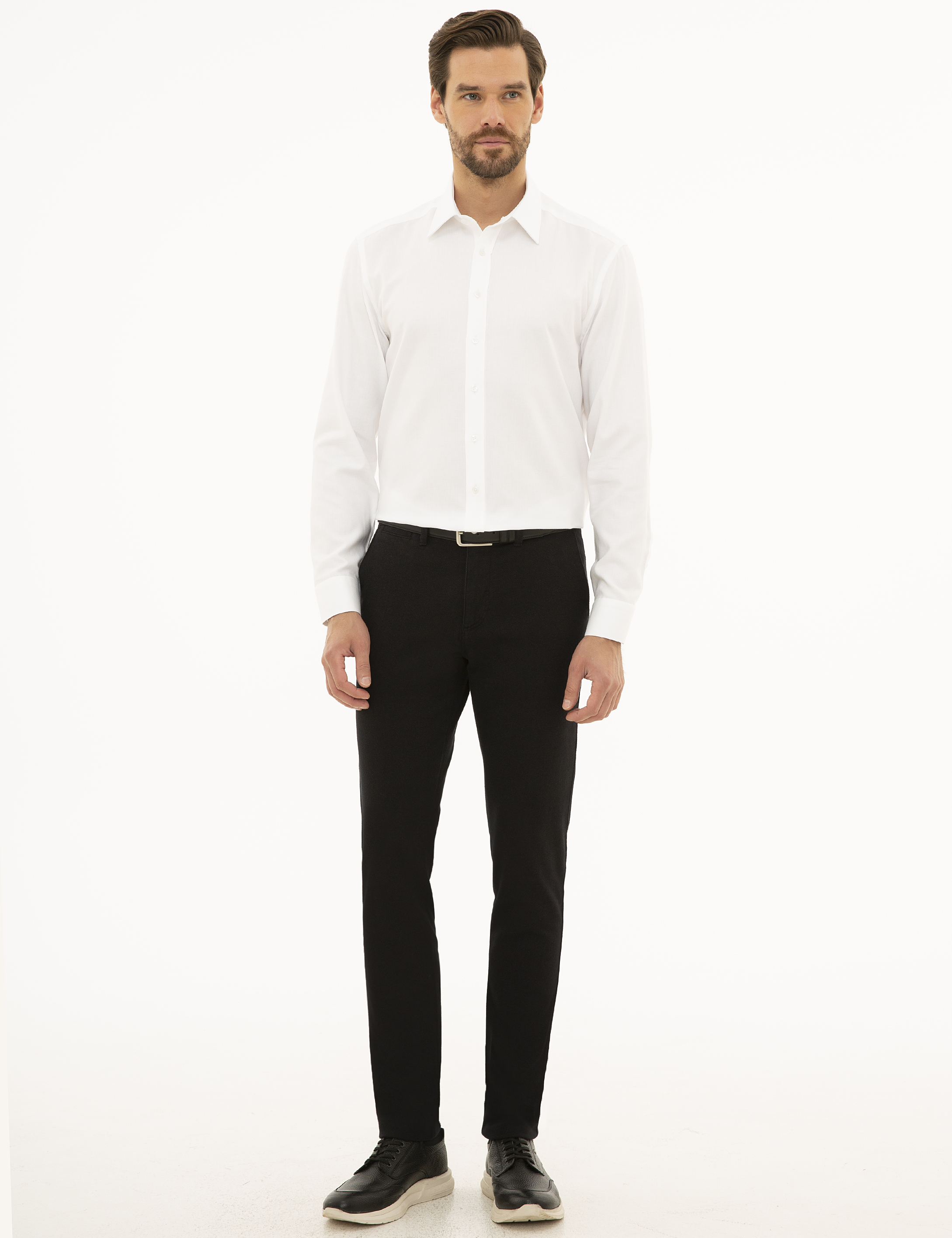 Beyaz Regular Fit Uzun Kollu Gömlek - Image 4
