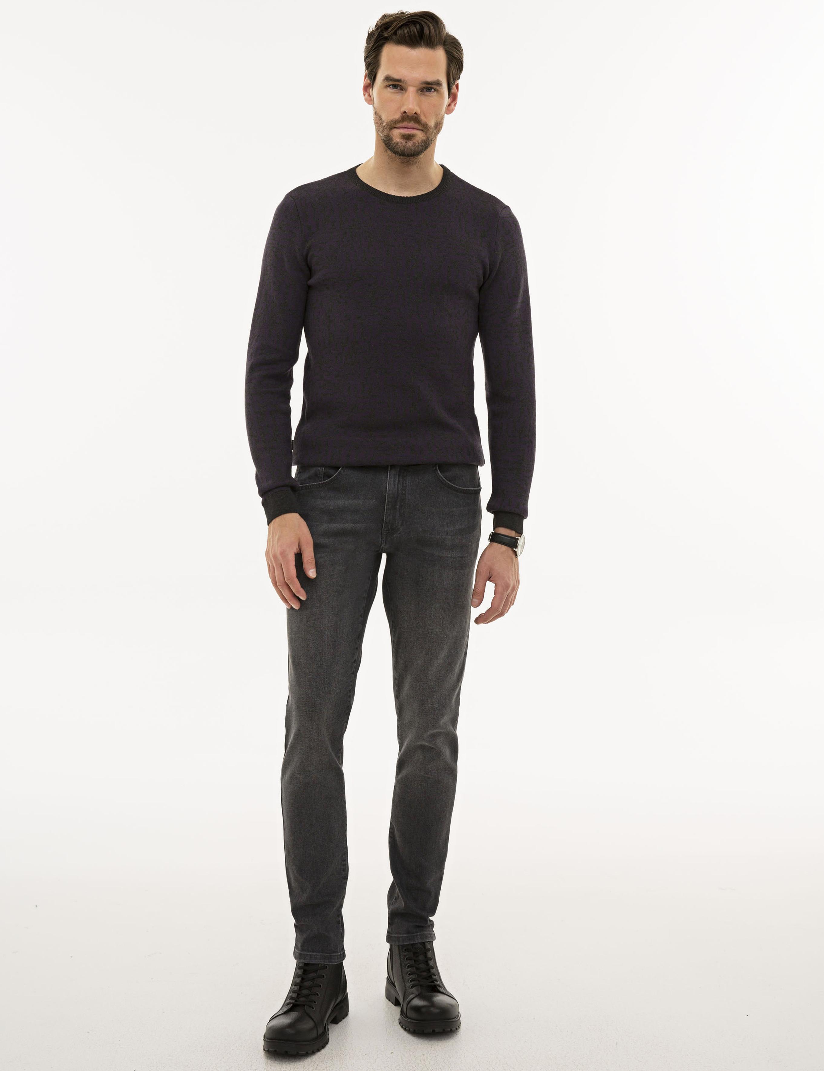 Mor Slim Fit Triko Kazak