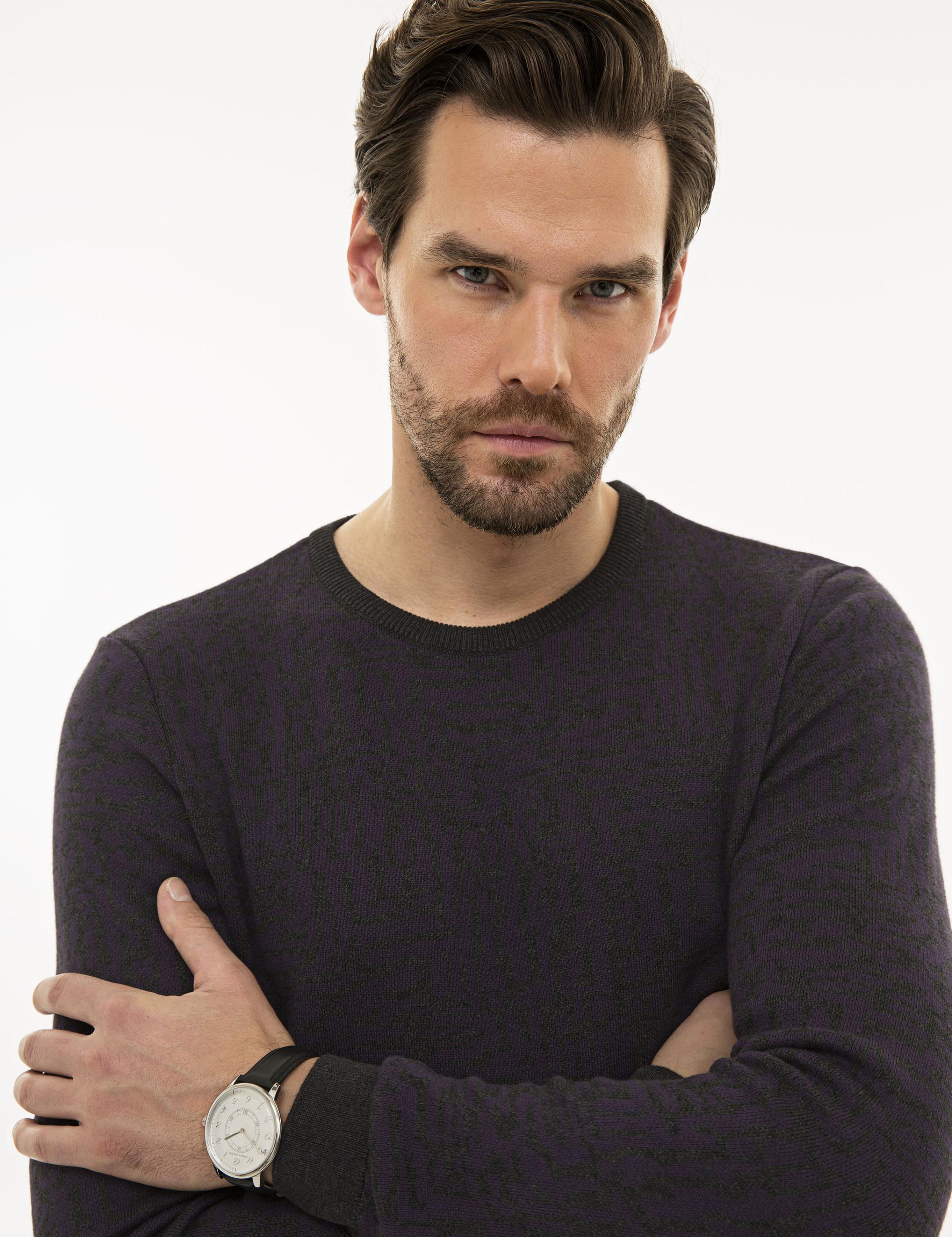 Mor Slim Fit Triko Kazak