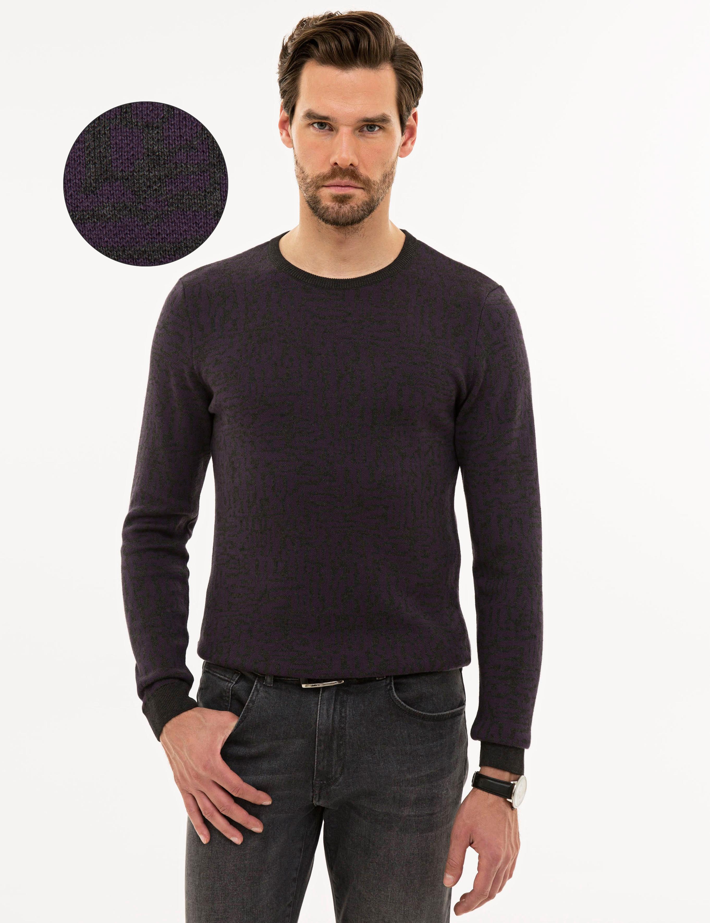 Mor Slim Fit Triko Kazak